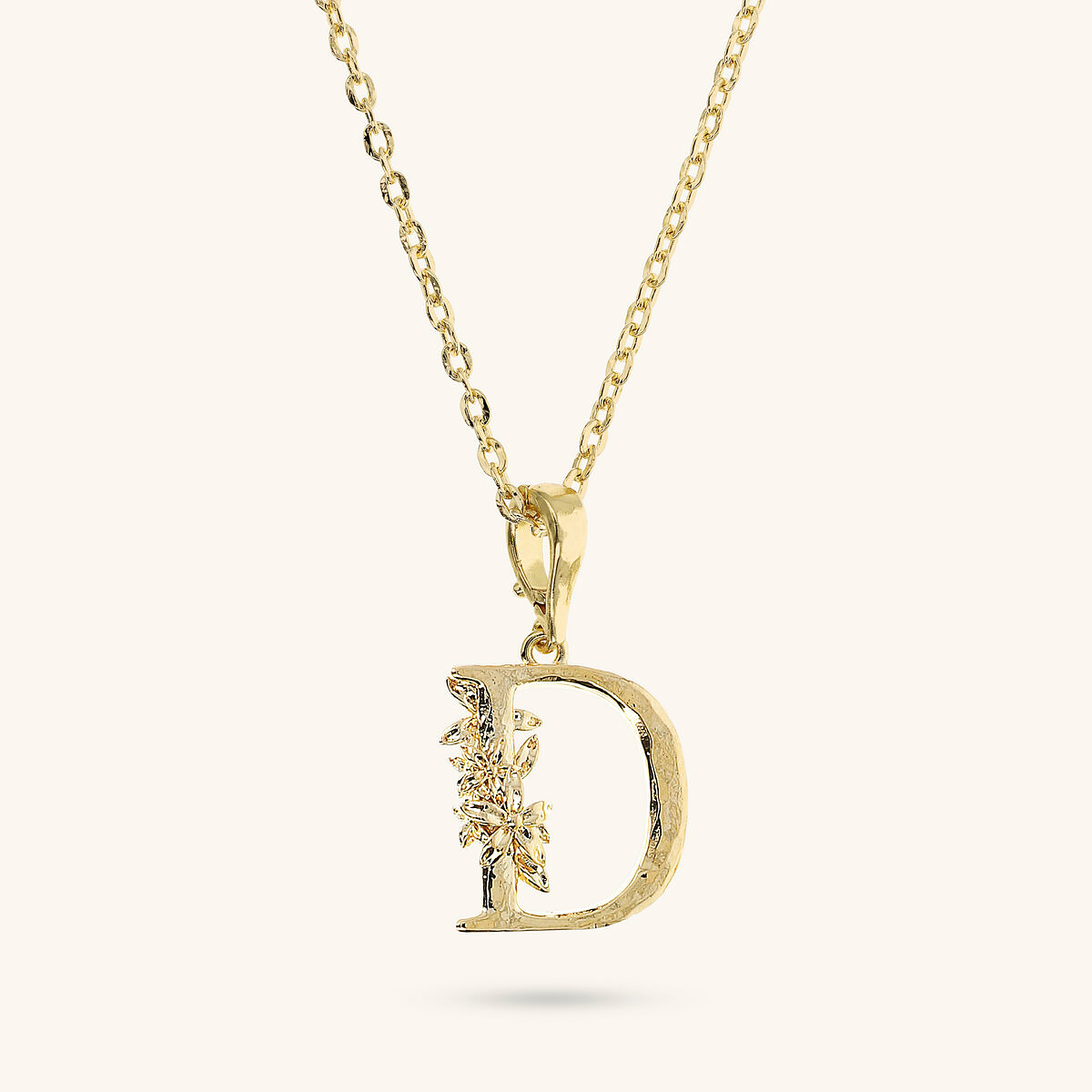 Diamond Necklace Set and Hammered Initial Pendant with Flower