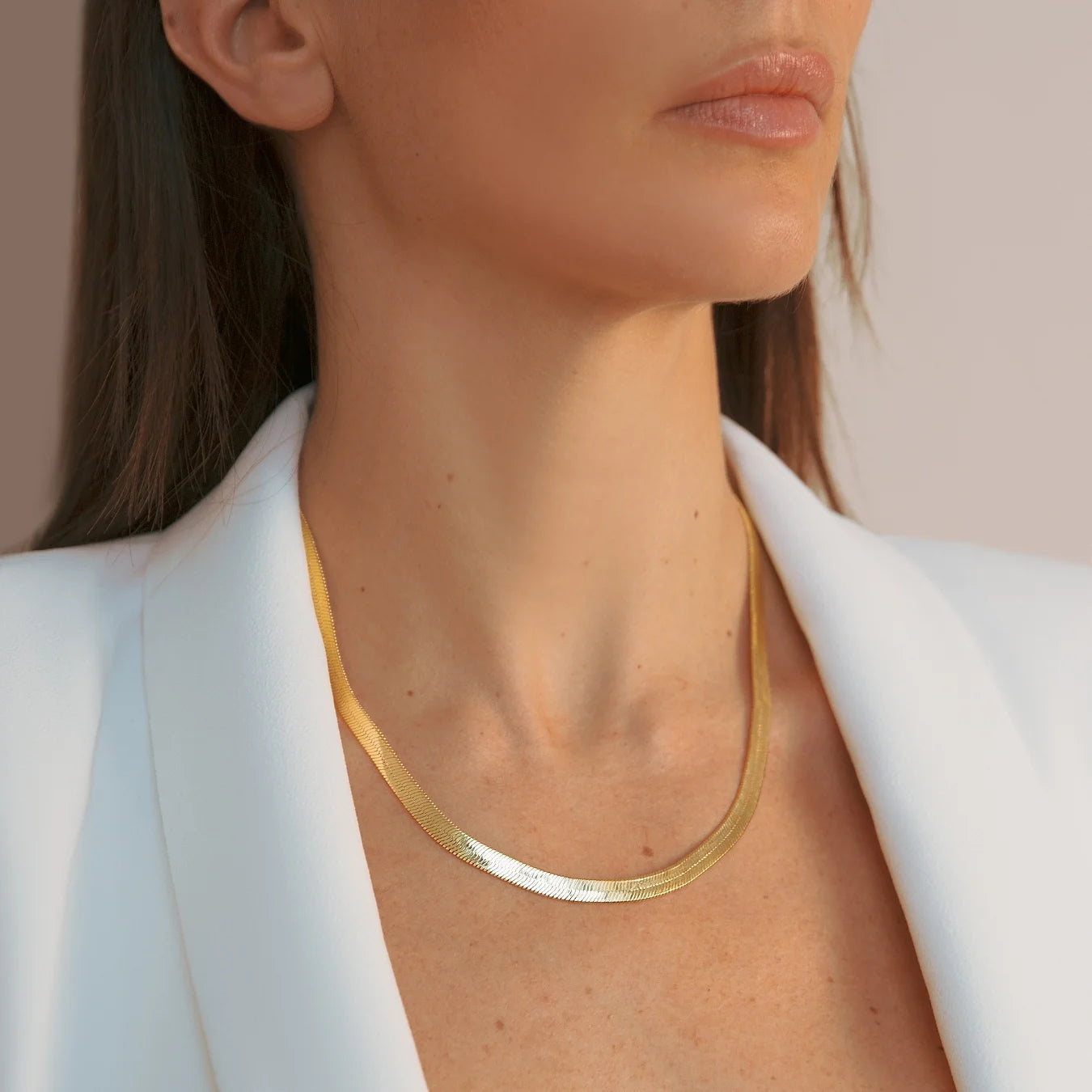 Choker-Halskette mit flacher Snake-Kette