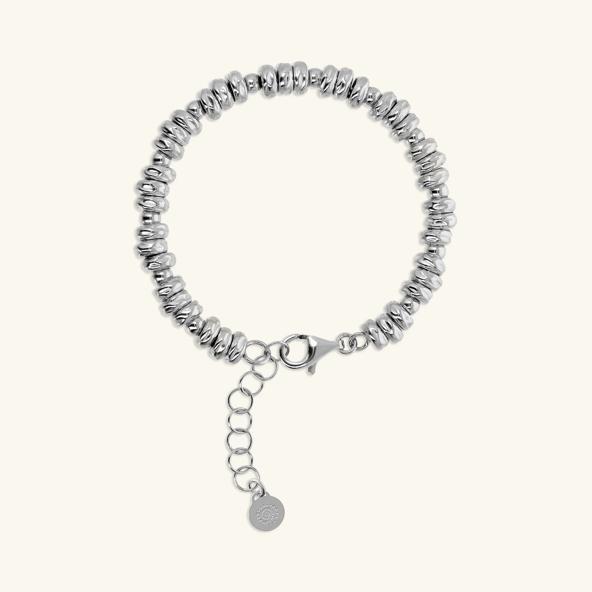 Bracelet with Hammered Rondelles and Shiny Spheres