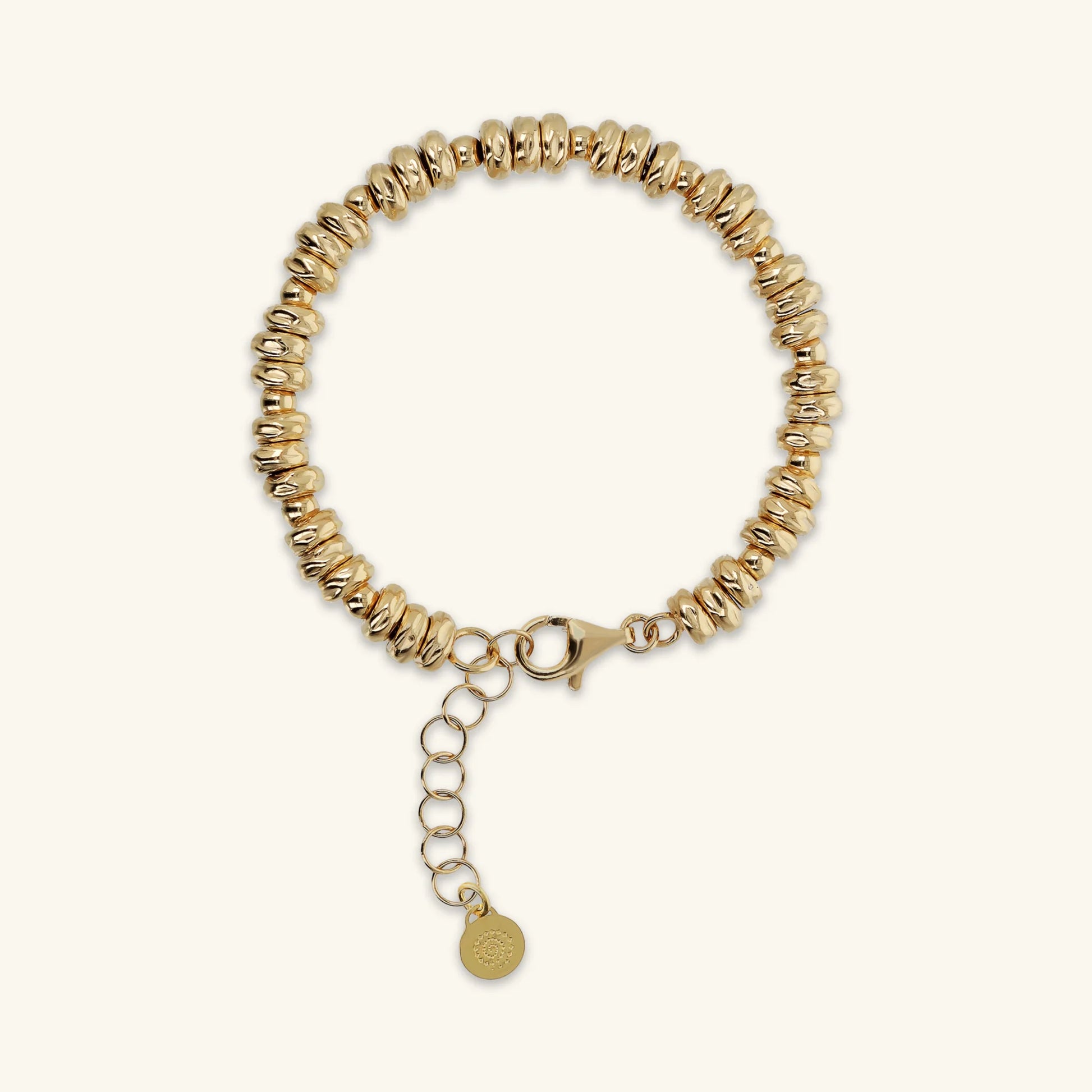 Bracelet with Hammered Rondelles and Shiny Spheres