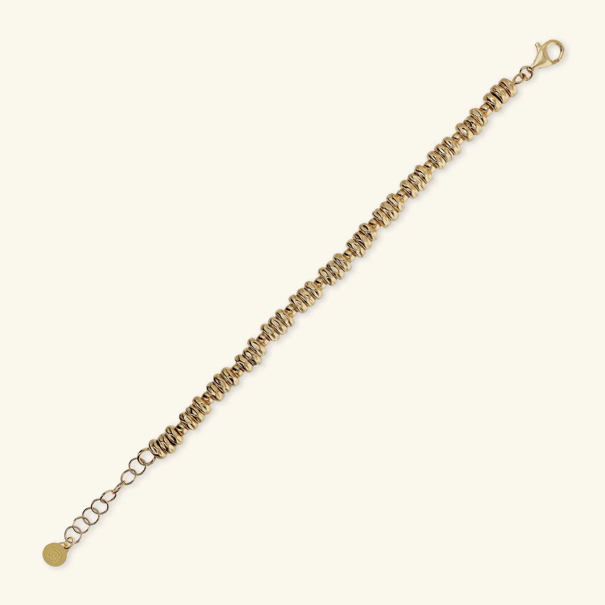 Bracelet with Hammered Rondelles and Shiny Spheres