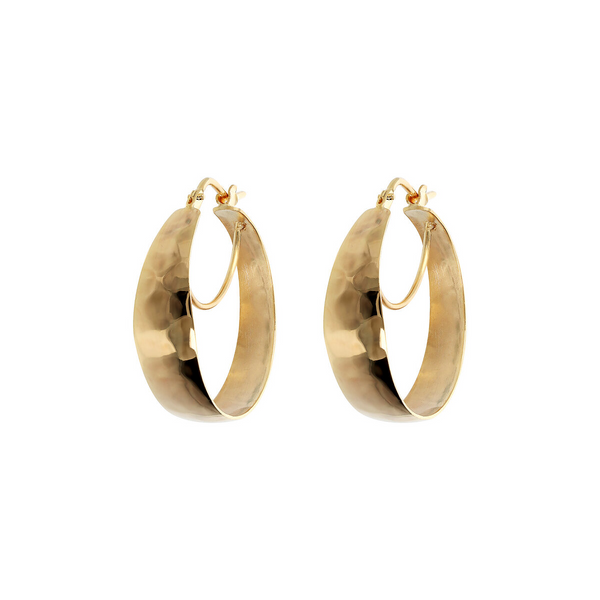 Small Hammered Hoop Earrings with Internal Semicircle
