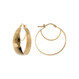 Small Hammered Hoop Earrings with Internal Semicircle