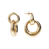 Hammered Drop Earrings with Double Ring