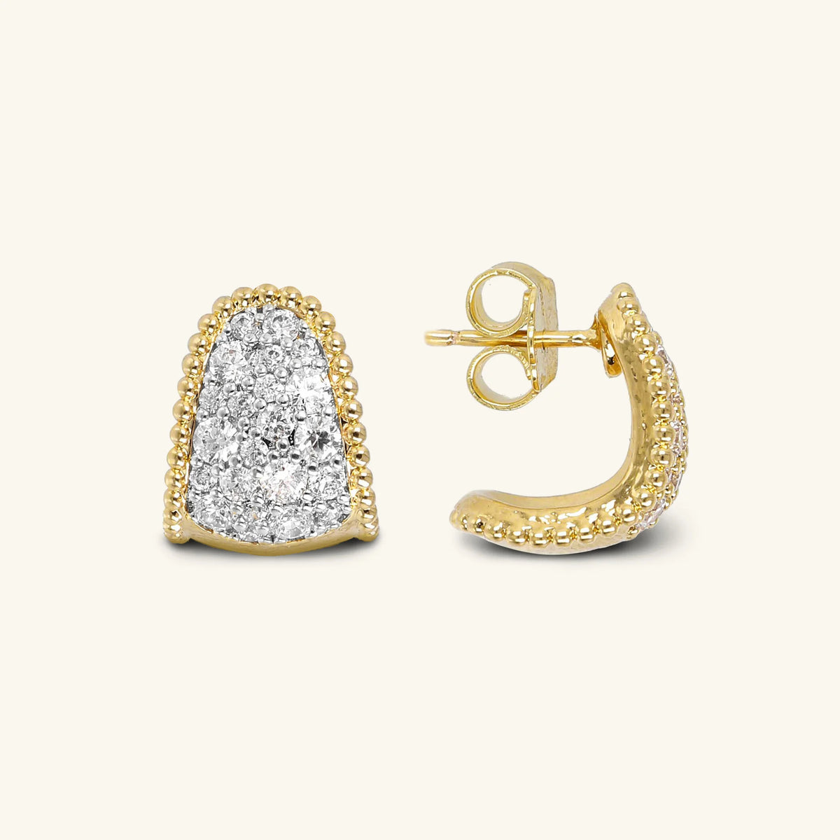 Graduated Stud Earrings with Cubic Zirconia Pavé