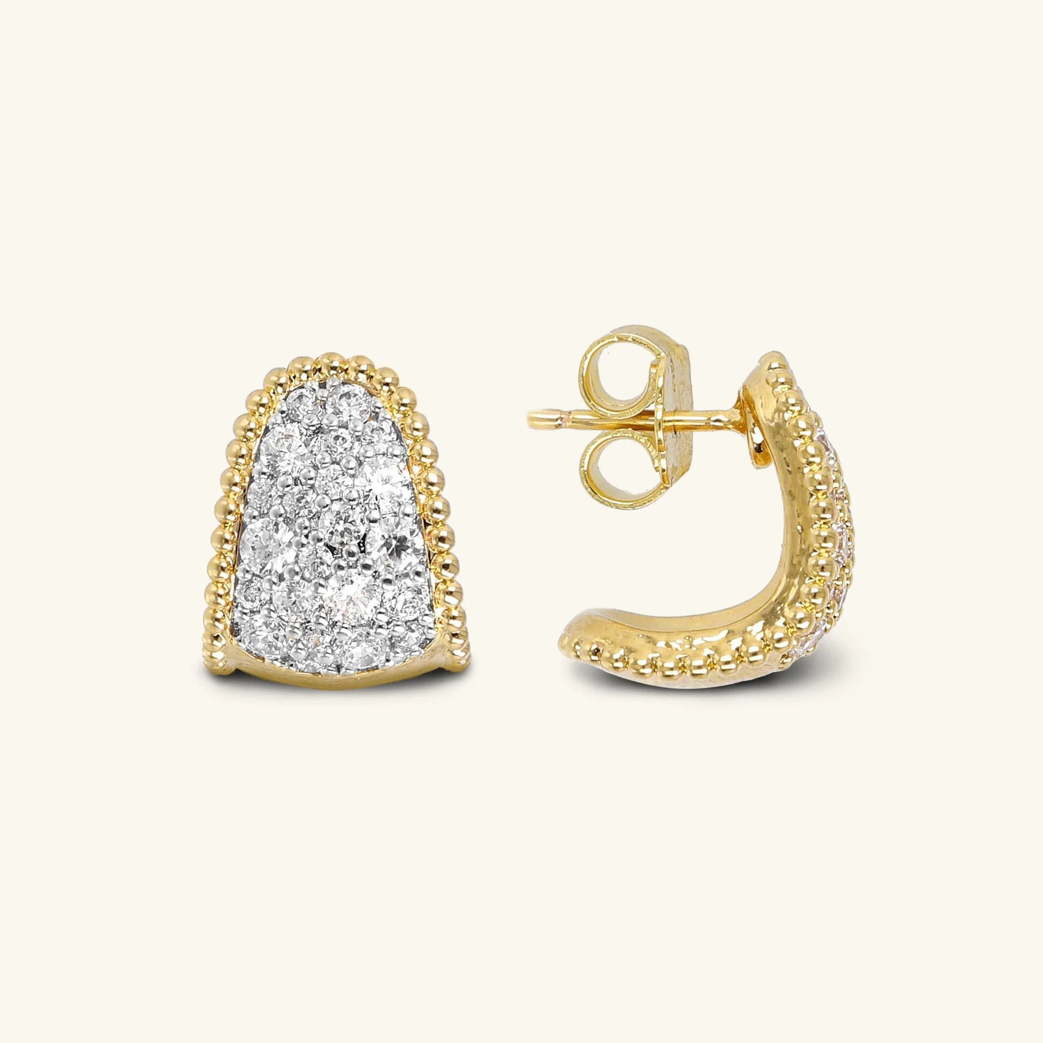 Graduated Stud Earrings with Cubic Zirconia Pavé