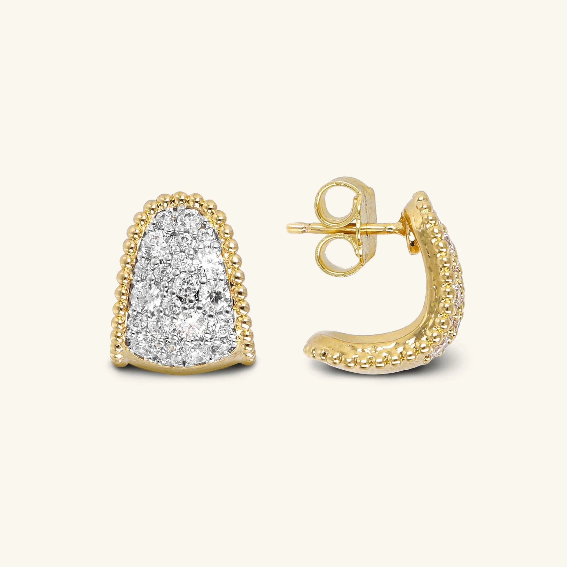 Boucles d’oreilles puces graduées avec pavage en zircone cubique
