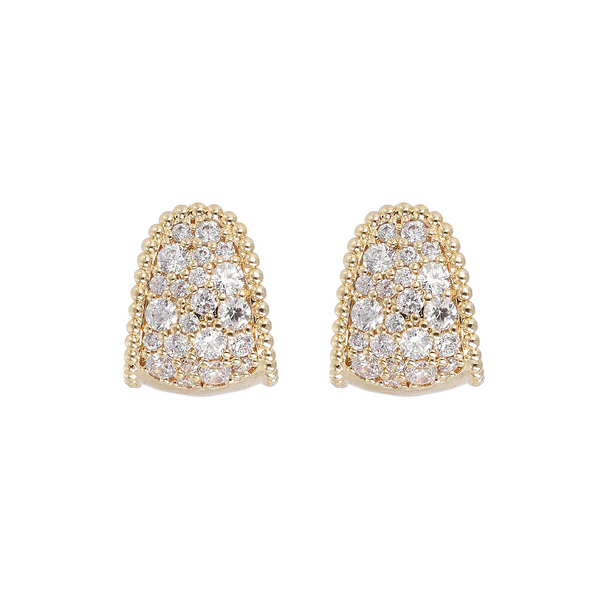 Graduated Lobe Earrings with Pavé in Cubic Zirconia