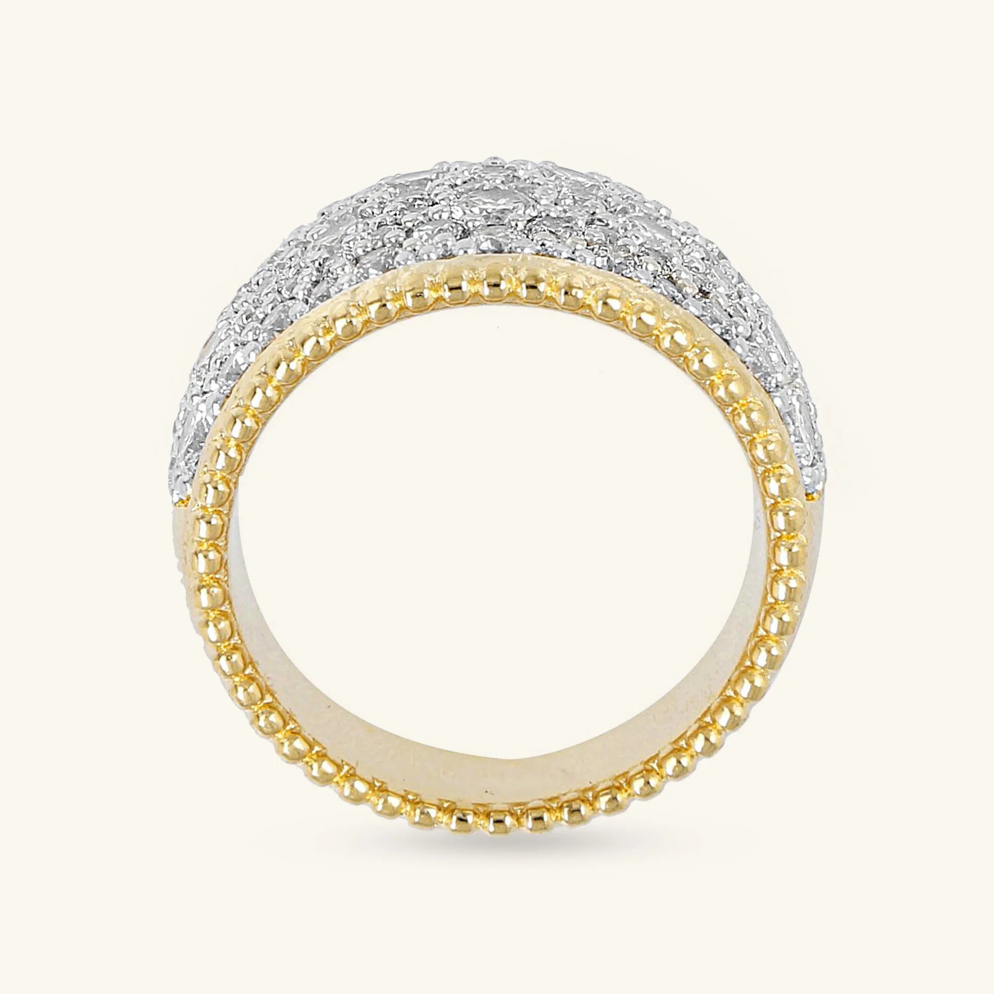 Anello a Fascia Graduato con Pavé in Cubic Zirconia