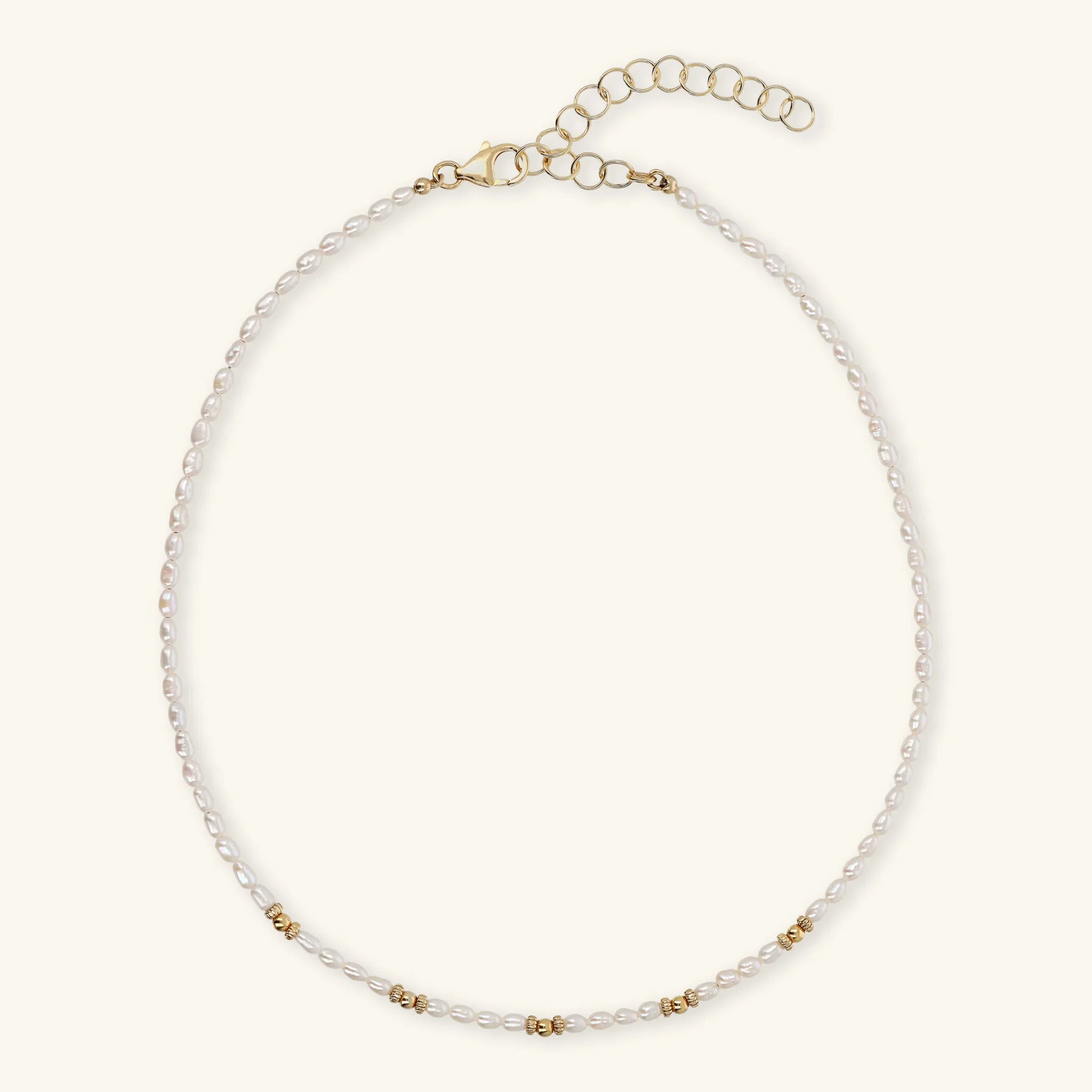 Collana Girocollo con Sfere Golden e Perle a Chicco d'Acqua Dolce