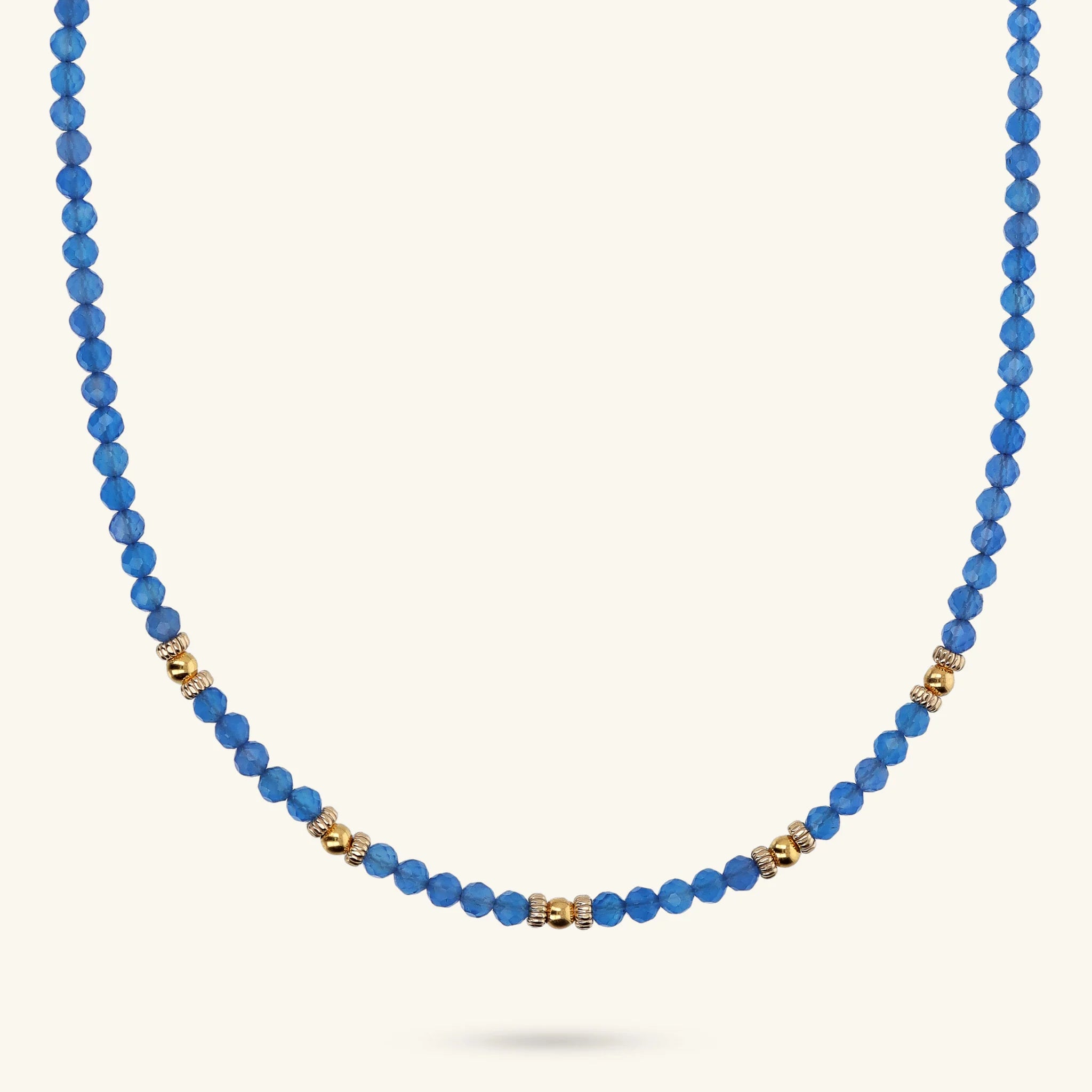 Collana Girocollo con Sfere Golden e Pietra Naturale Quarzite