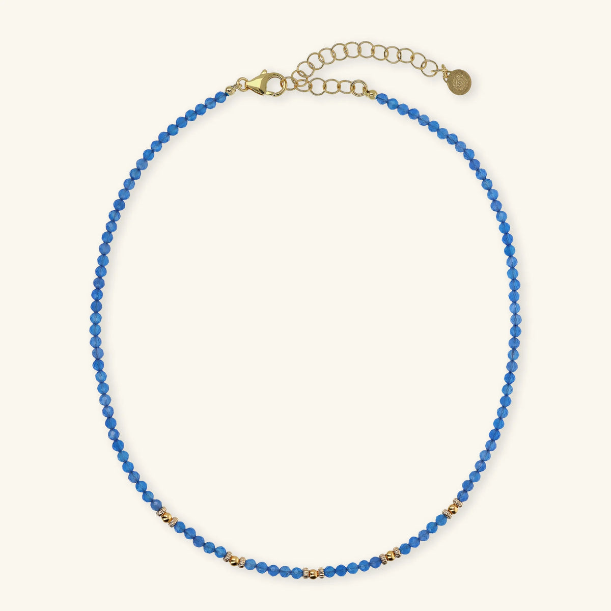 Choker Necklace with Golden Spheres and Natural Quartzite Stone