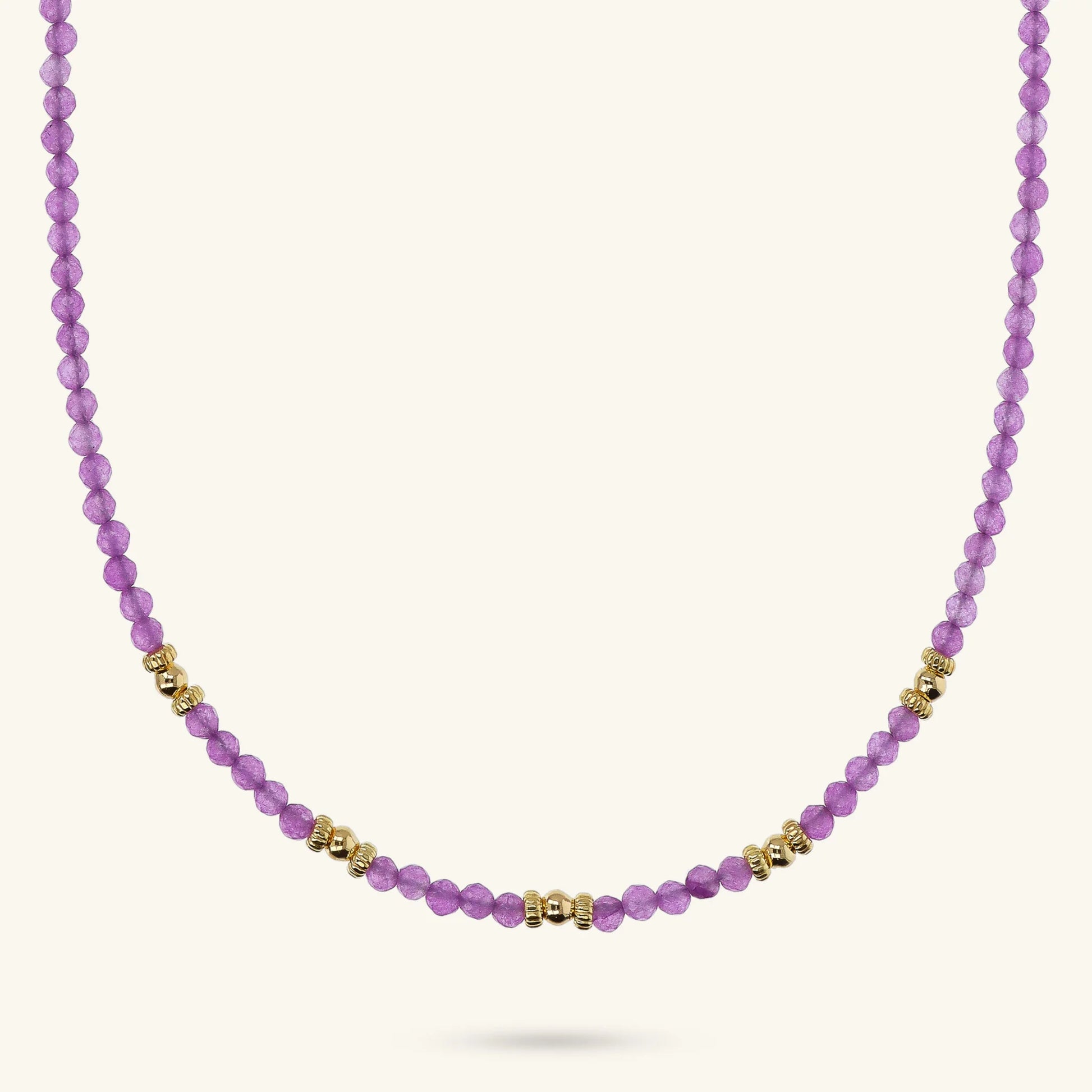 Choker Necklace with Golden Spheres and Natural Quartzite Stone