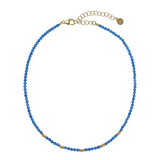 Choker Necklace in 18kt Yellow Gold Plated 925 Silver with Golden Spheres and Natural Quartzite Stone