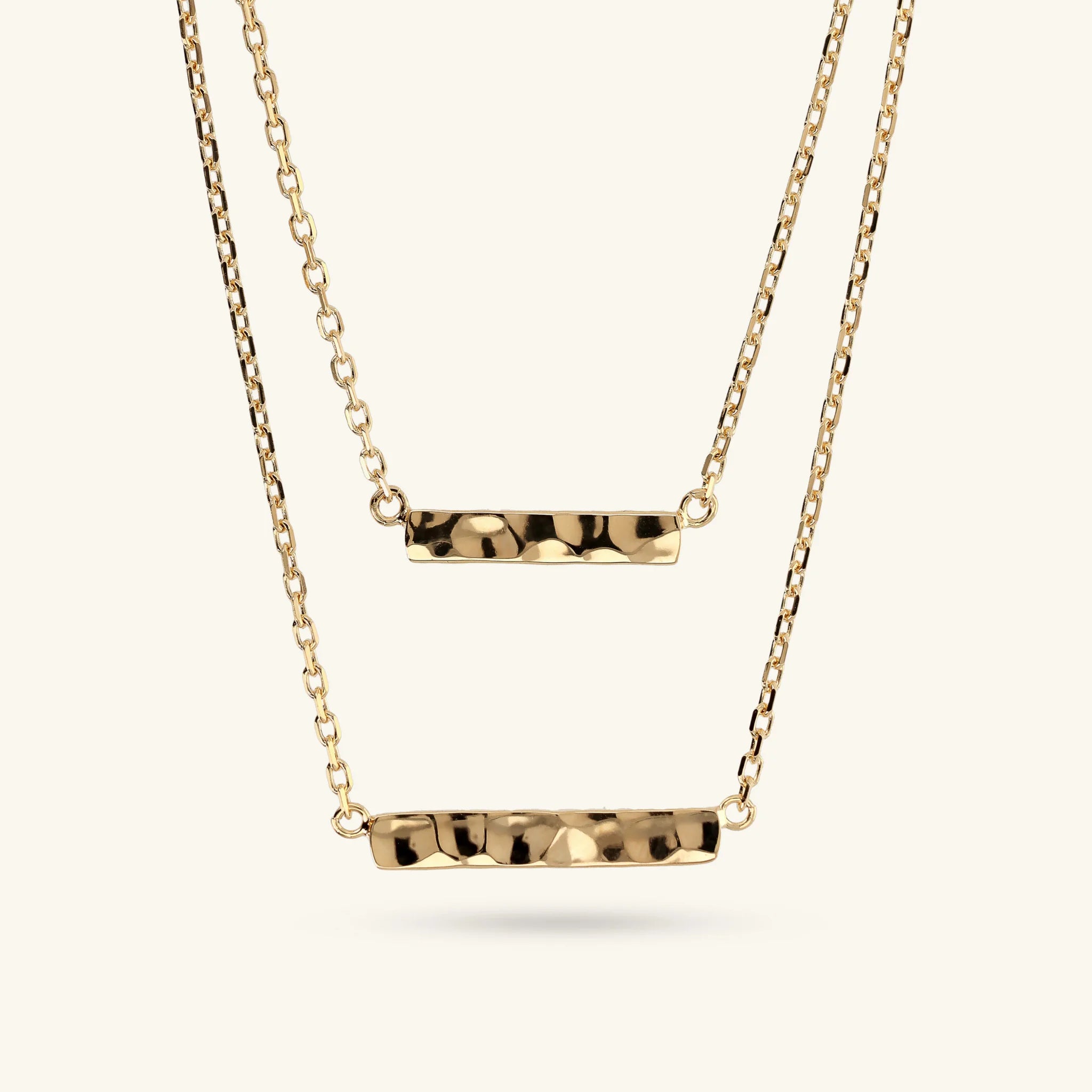 Collana Multifilo Graduata con Placchette Martellate