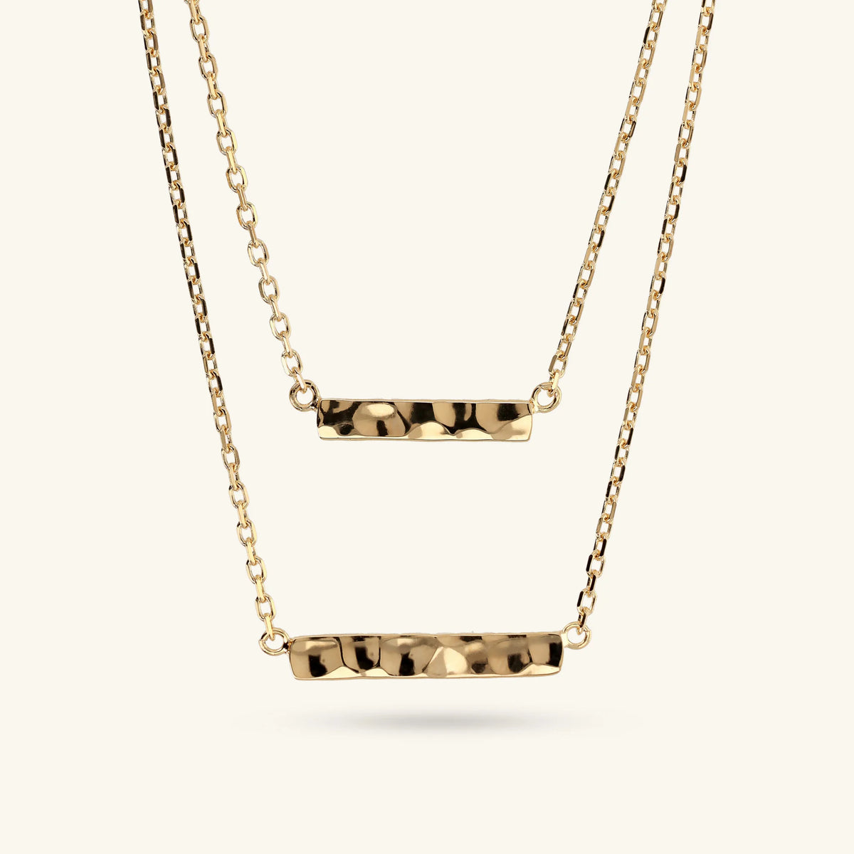 Collana Multifilo Graduata con Placchette Martellate