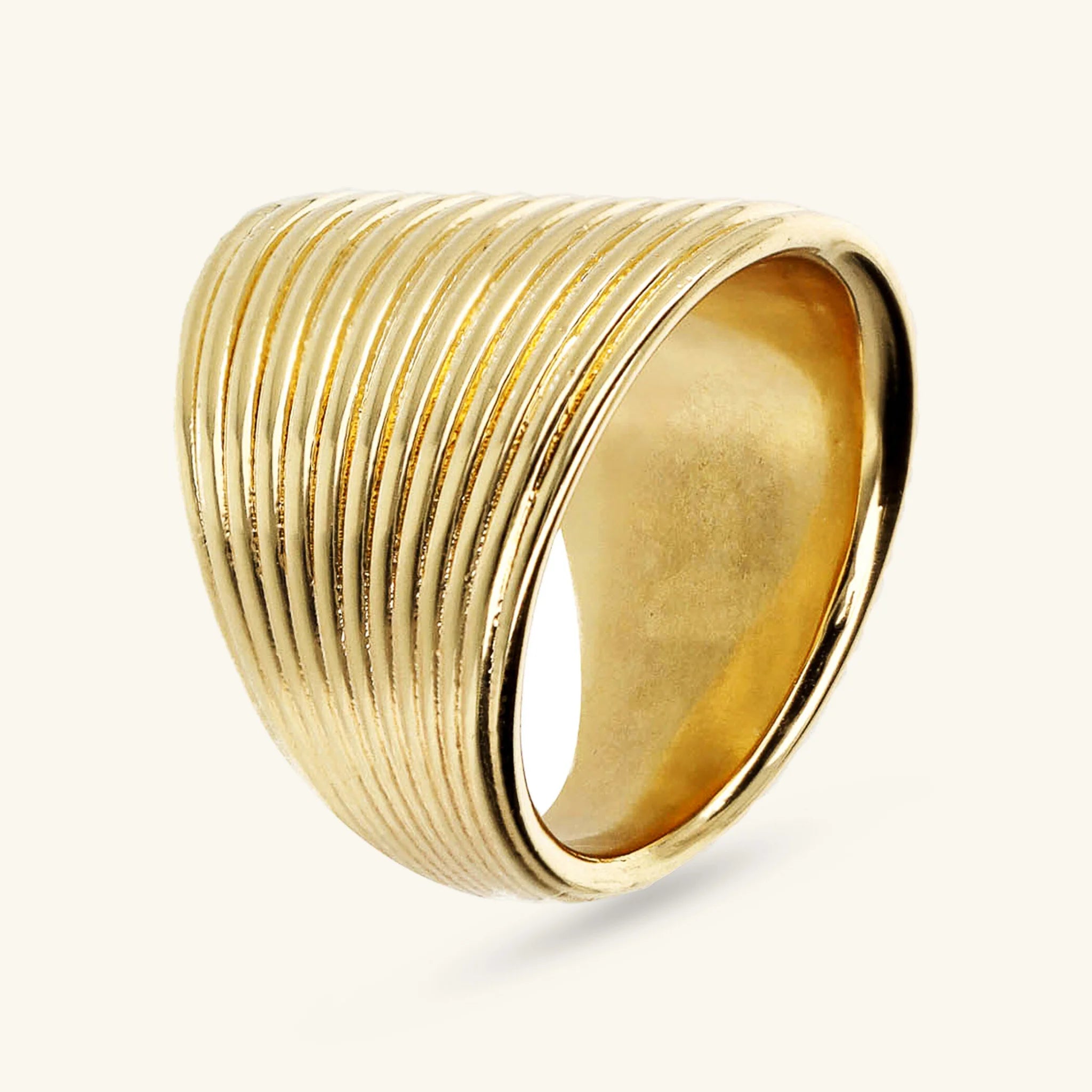 Graduated Band Ring with Striated Surface