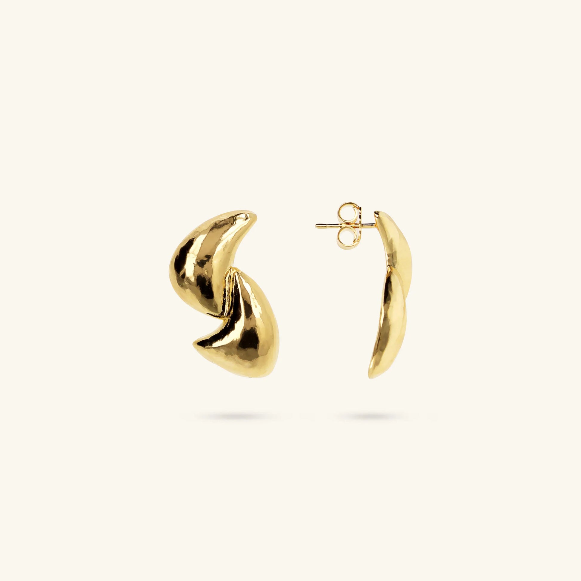 Hammered Stud Earrings with Interwoven Design