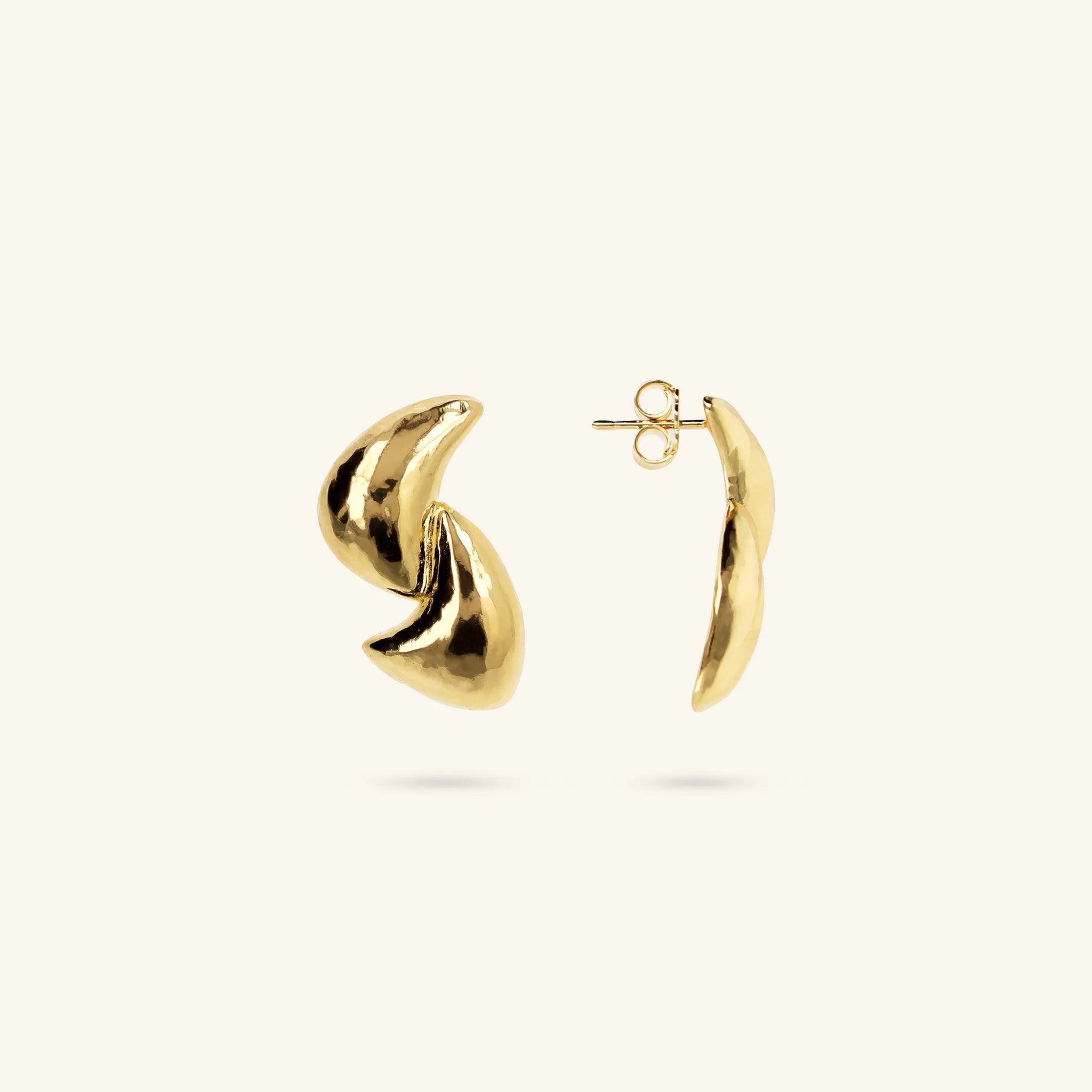Hammered Stud Earrings with Interwoven Design