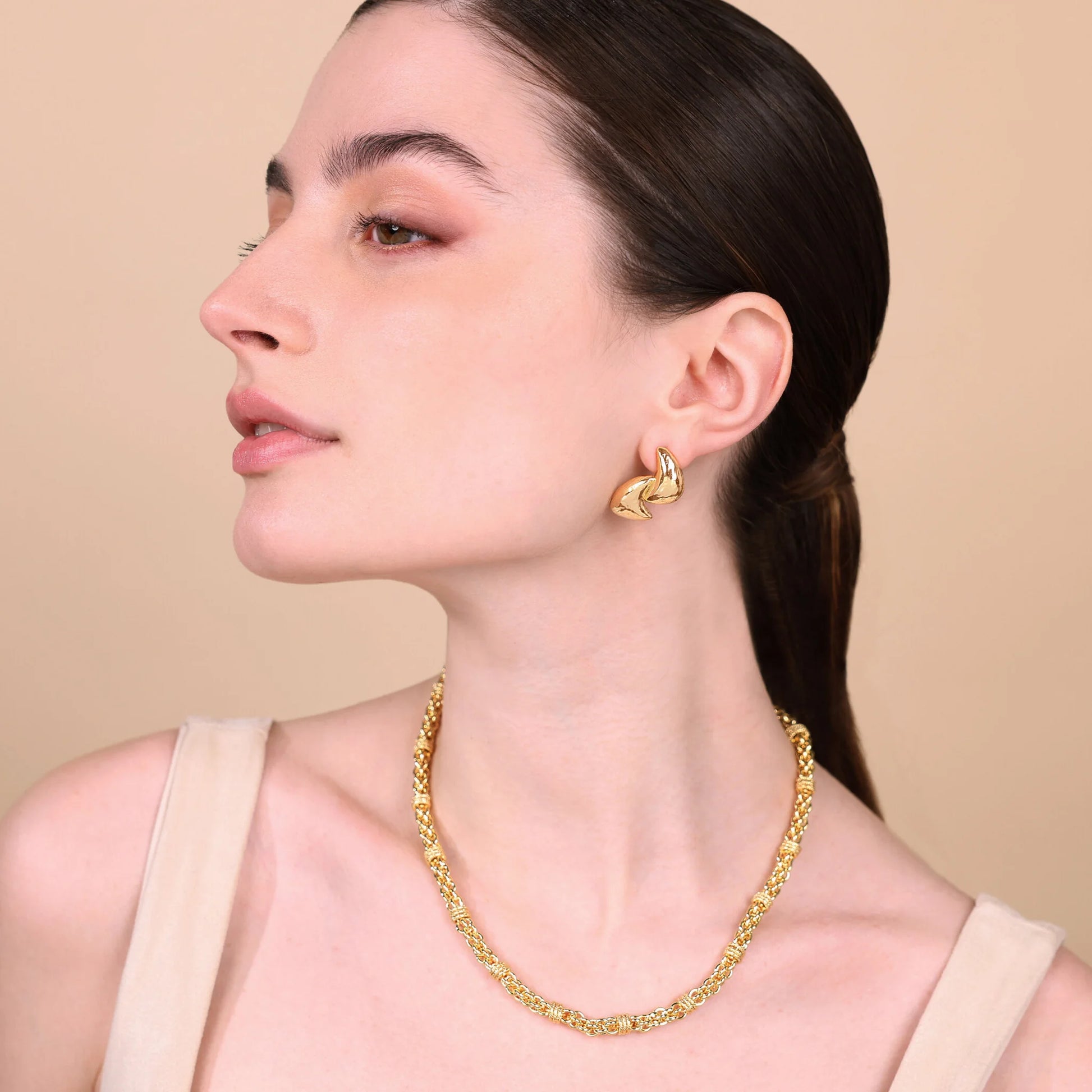 Hammered Stud Earrings with Interwoven Design