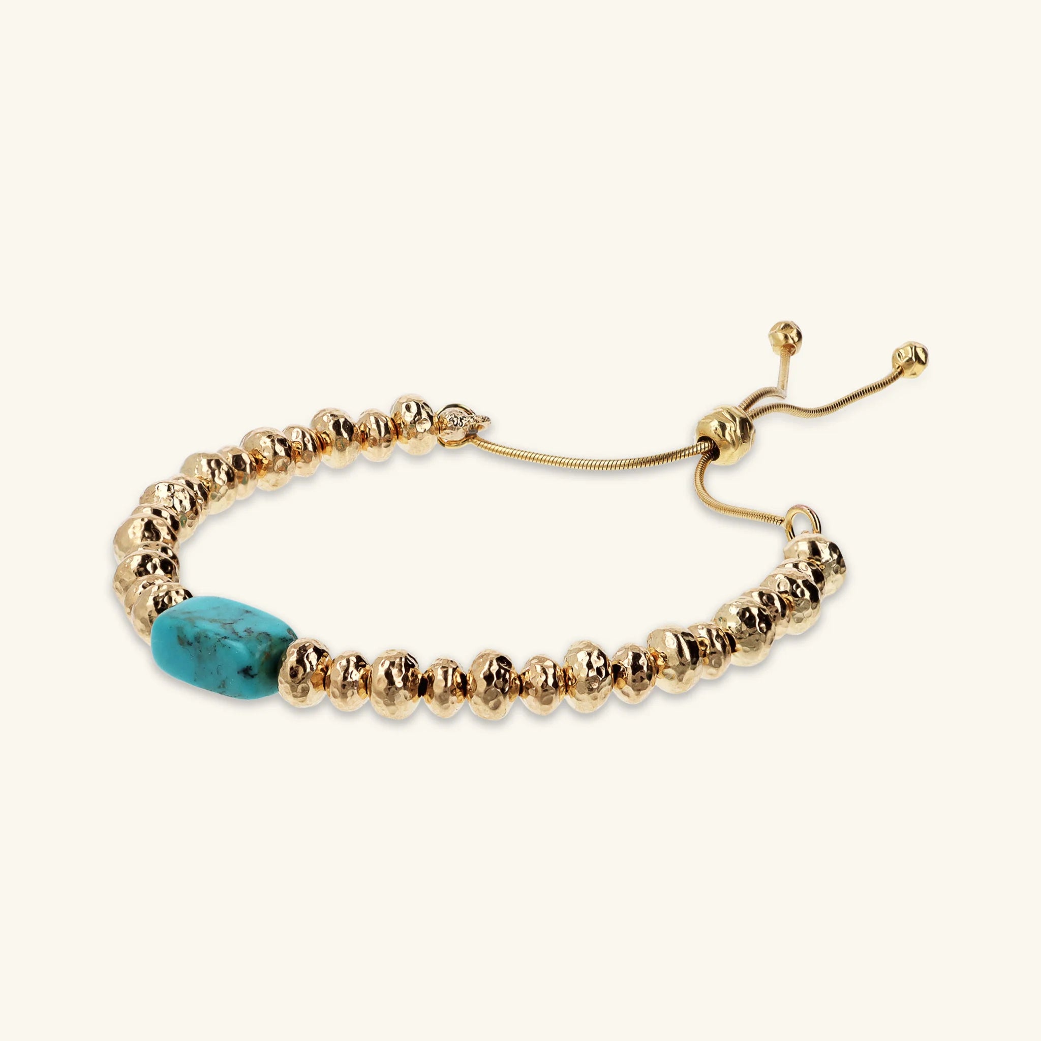 Bracciale Regolabile con Rondelle Martellate e Pietra Naturale Magnesite