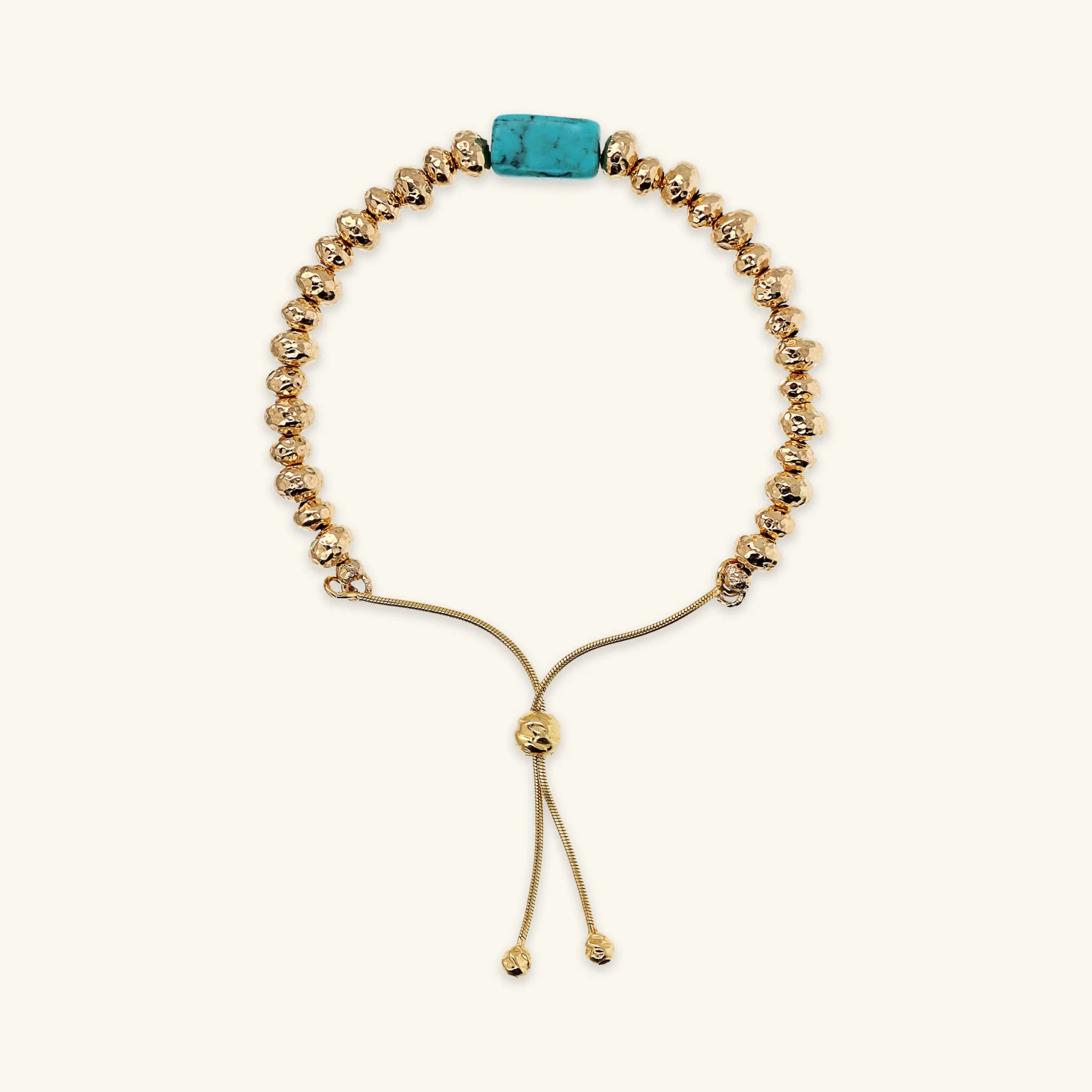 Adjustable Bracelet with Hammered Rondelles and Natural Magnesite Stone