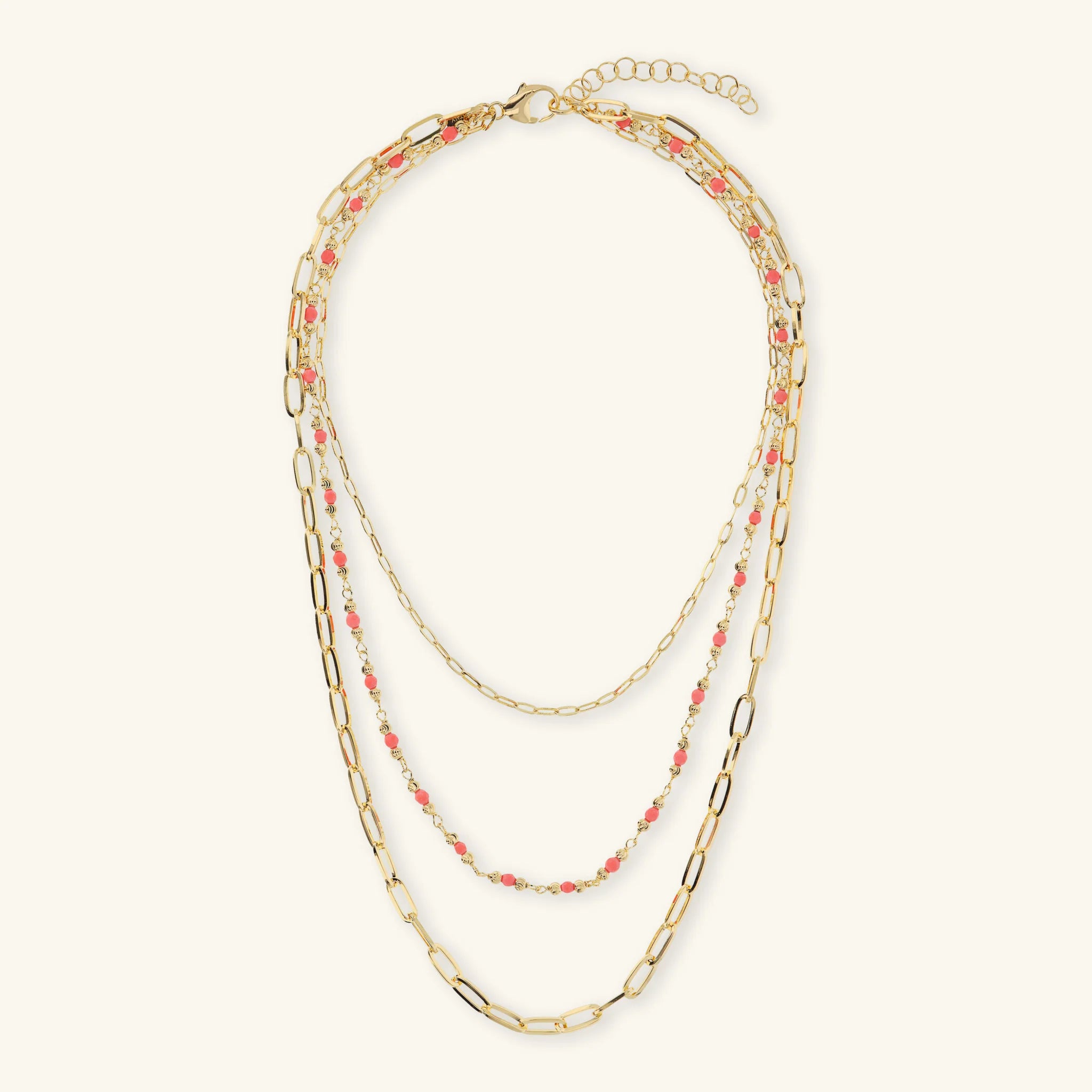 Multi-Strand Necklace with Extended Cable Chain and Faceted Natural Stones