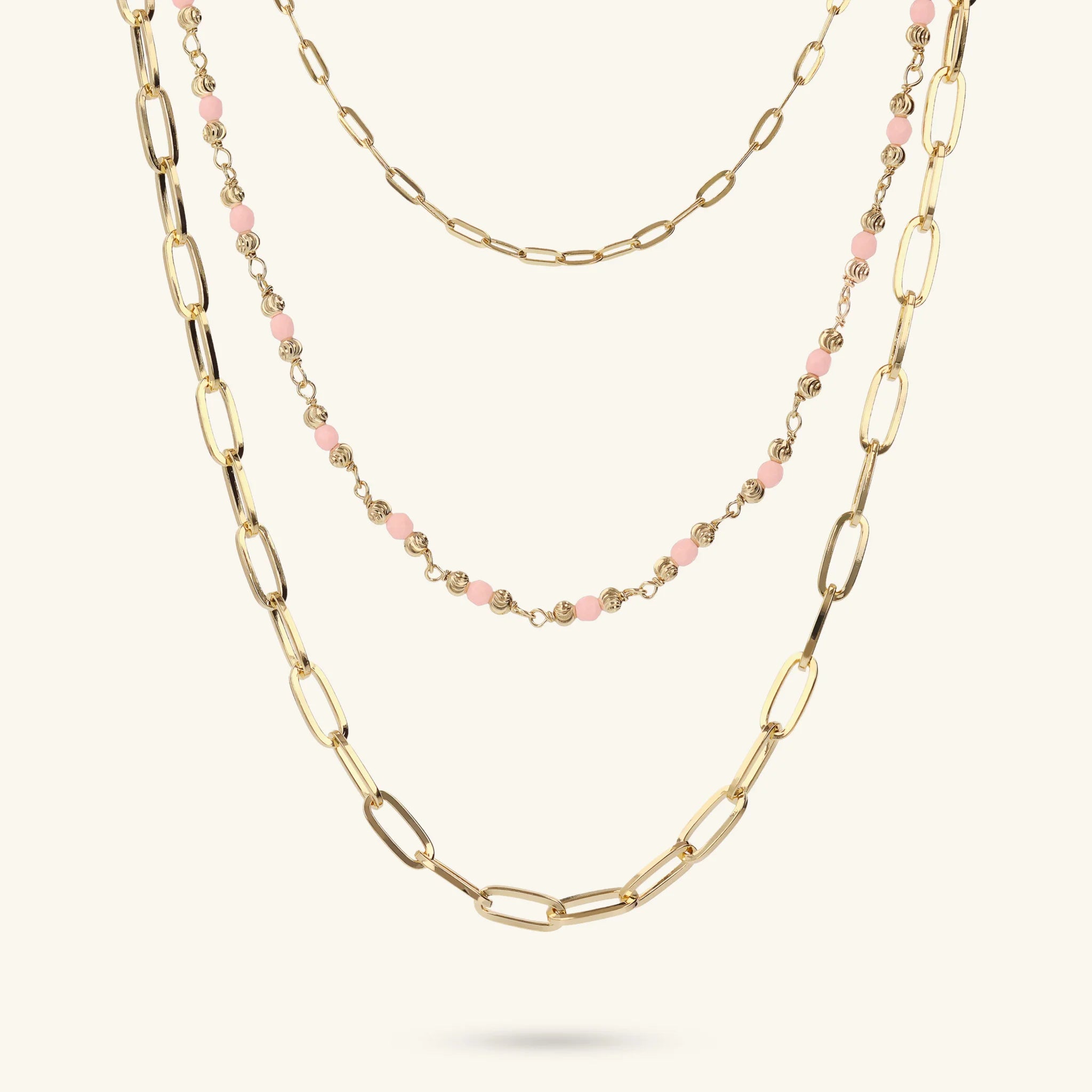 Multi-Strand Necklace with Extended Cable Chain and Faceted Natural Stones