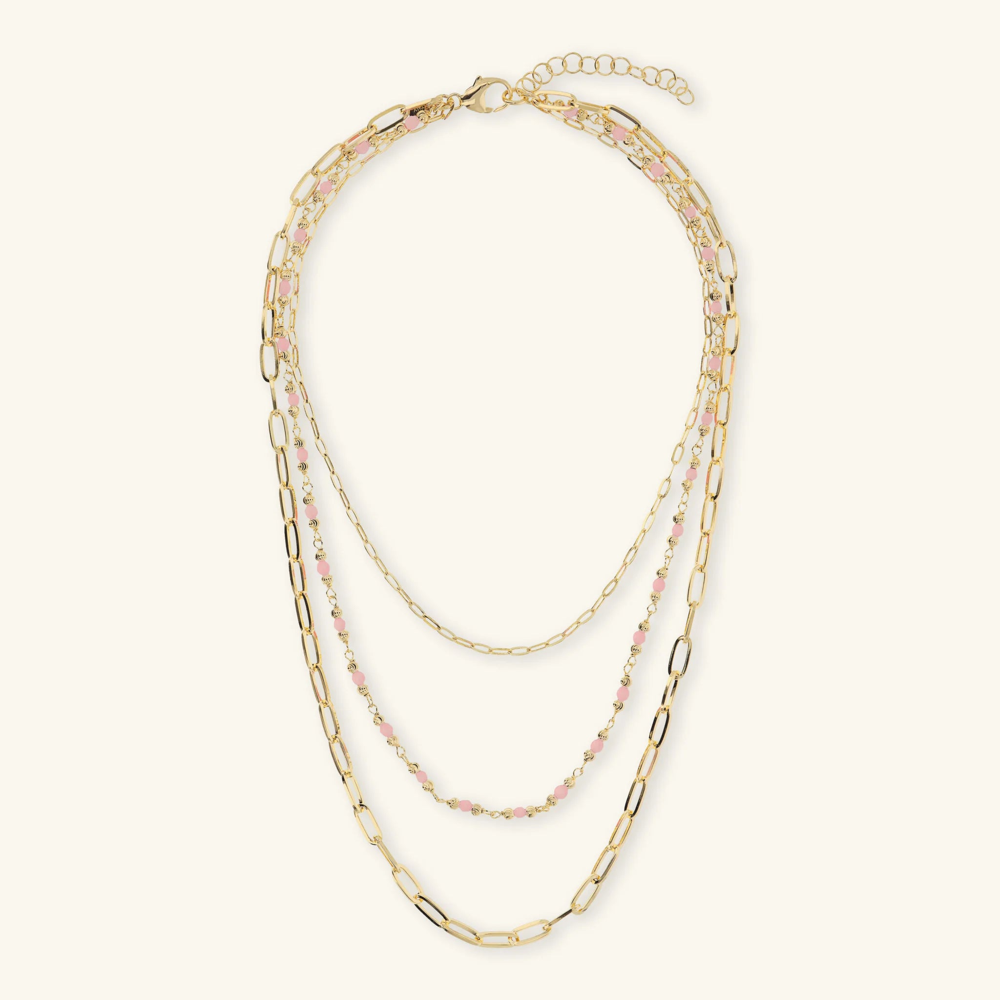 Collana Multifilo Catena Forzatina Allungata e Pietre Naturali Sfaccettate