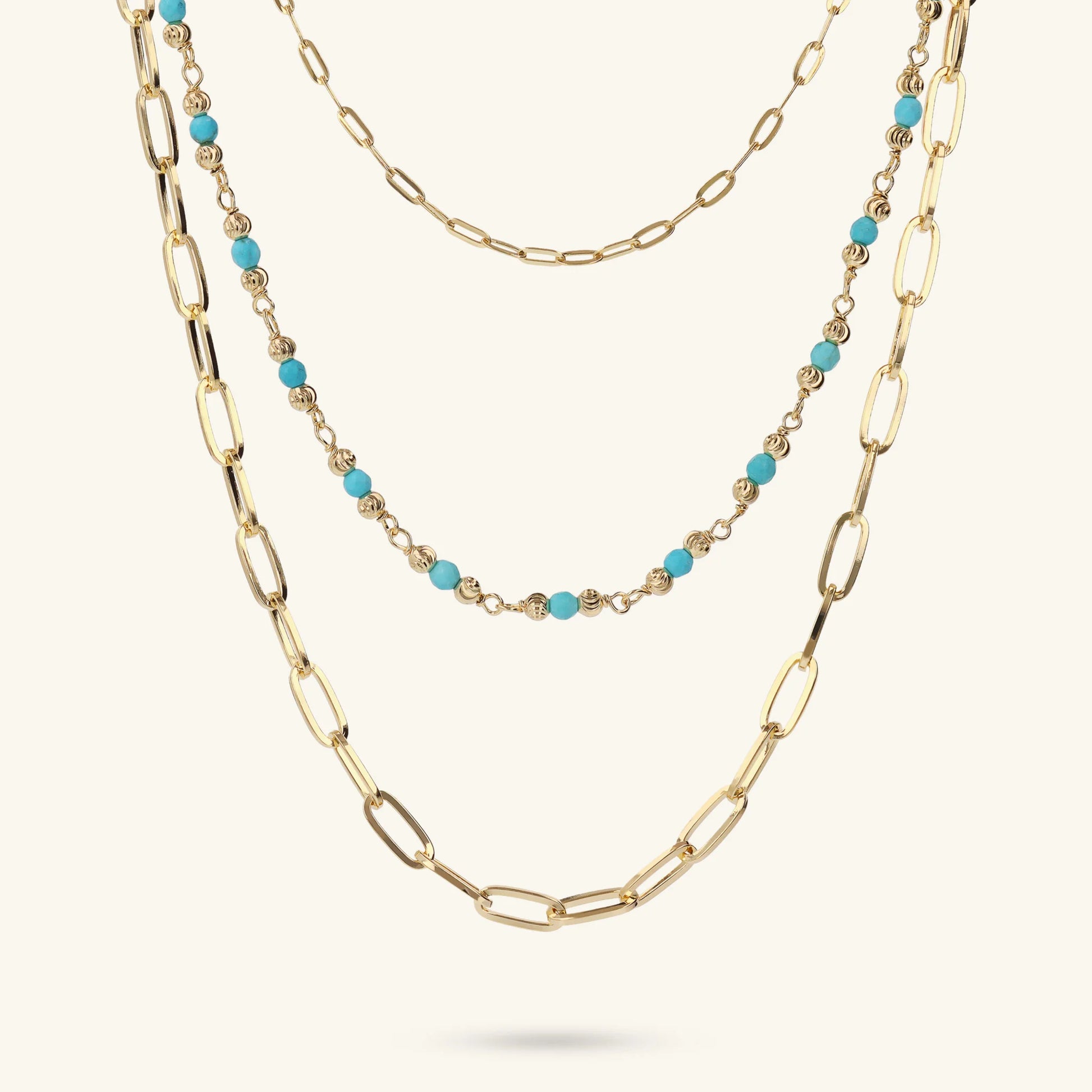 Collana Multifilo Catena Forzatina Allungata e Pietre Naturali Sfaccettate
