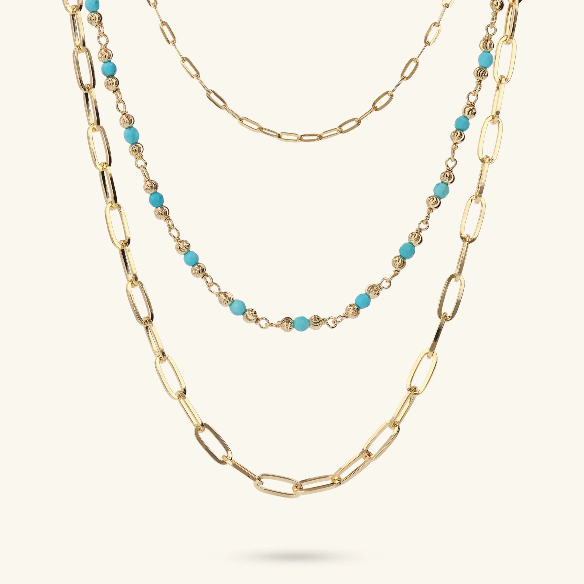 Collana Multifilo Catena Forzatina Allungata e Pietre Naturali Sfaccettate