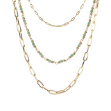 Multistrand Necklace with Elongated Forzatina Chain and Faceted Natural Stones