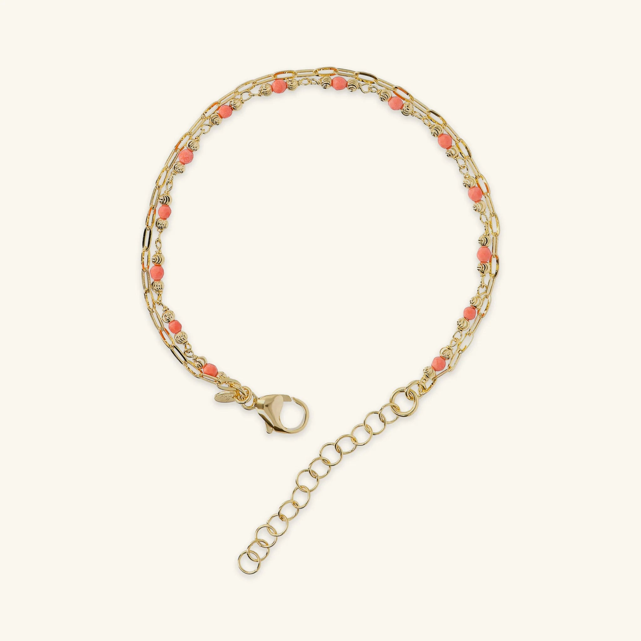 Bracciale Multifilo Catena Forzatina Allungata e Pietre Naturali Sfaccettate