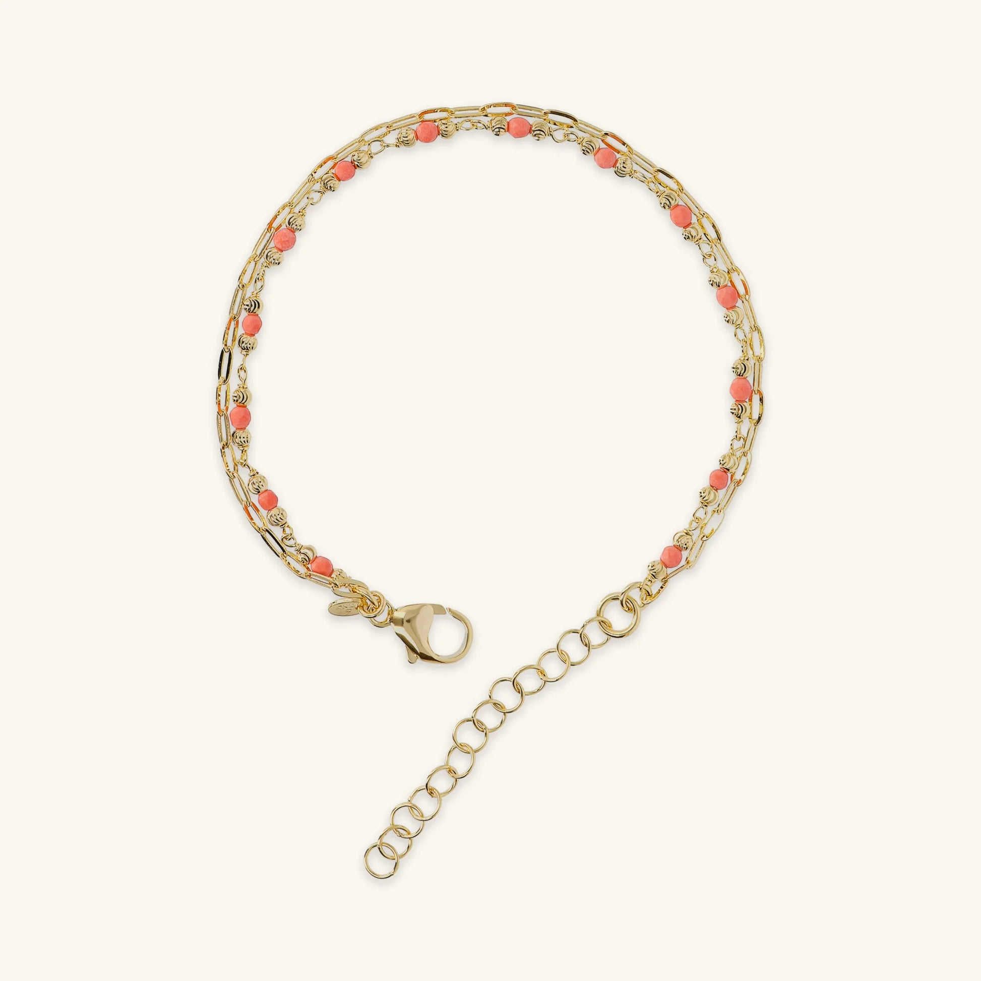 Bracciale Multifilo Catena Forzatina Allungata e Pietre Naturali Sfaccettate