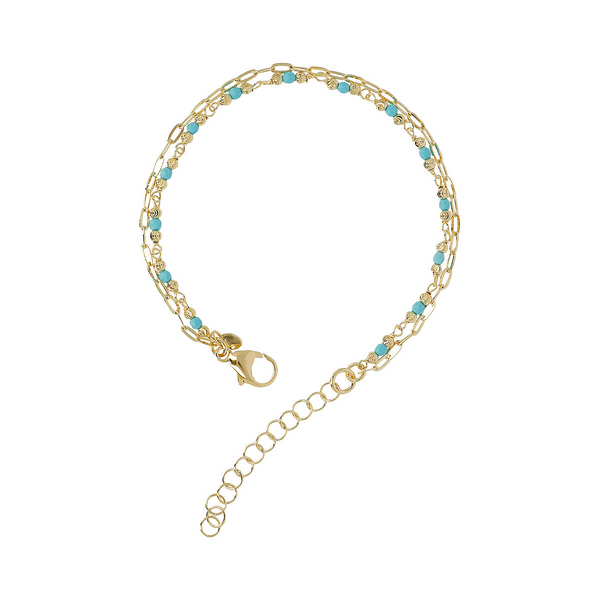 Multistrand Bracelet with Elongated Forzatina Chain and Faceted Natural Stones