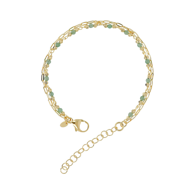 Multistrand Bracelet with Elongated Forzatina Chain and Faceted Natural Stones