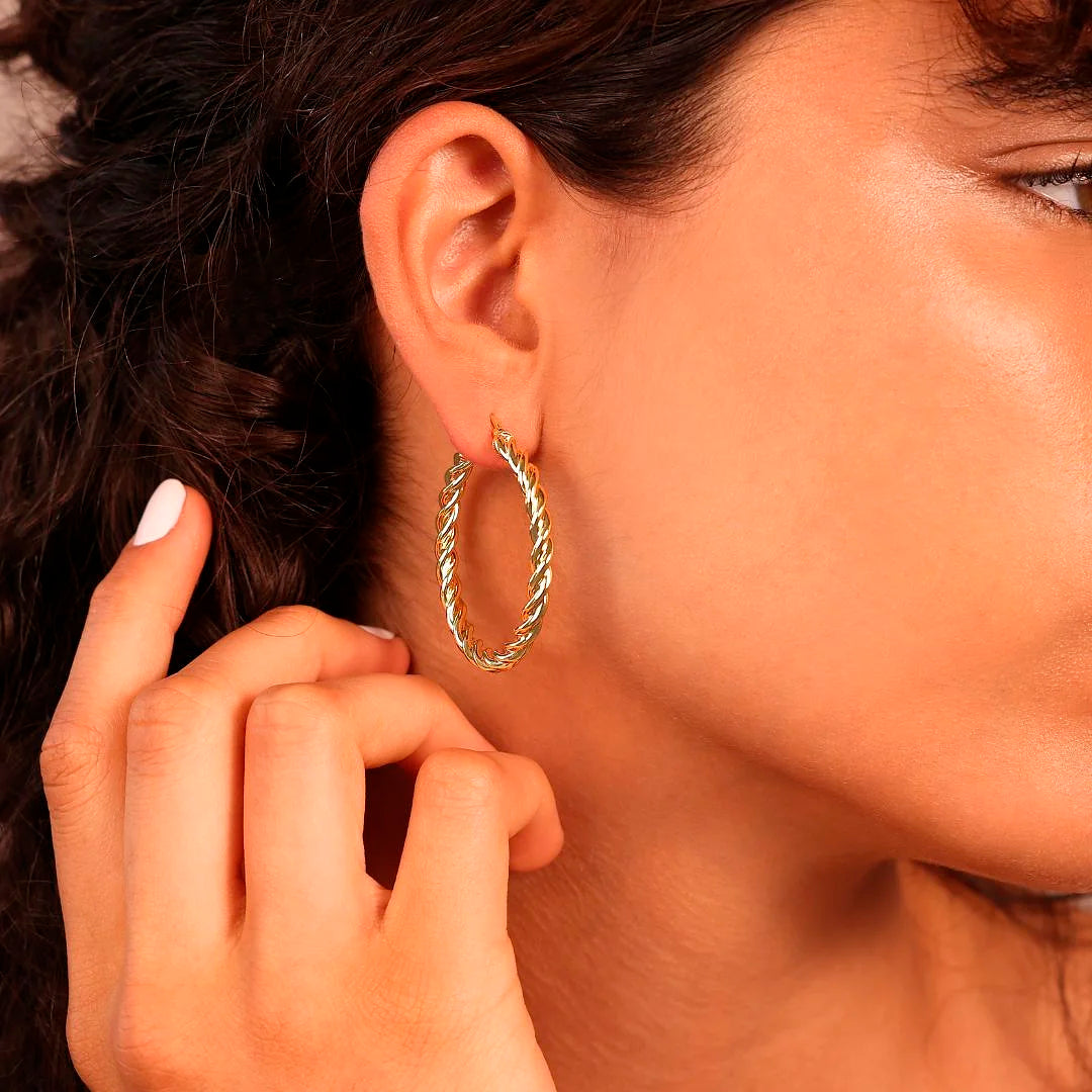 Persée Orecchino a Cerchio In Oro Giallo 18kt Con Diamanti | Oro Persée Orecchino a Cerchio In Oro Giallo 18kt Con Diamanti | Oro