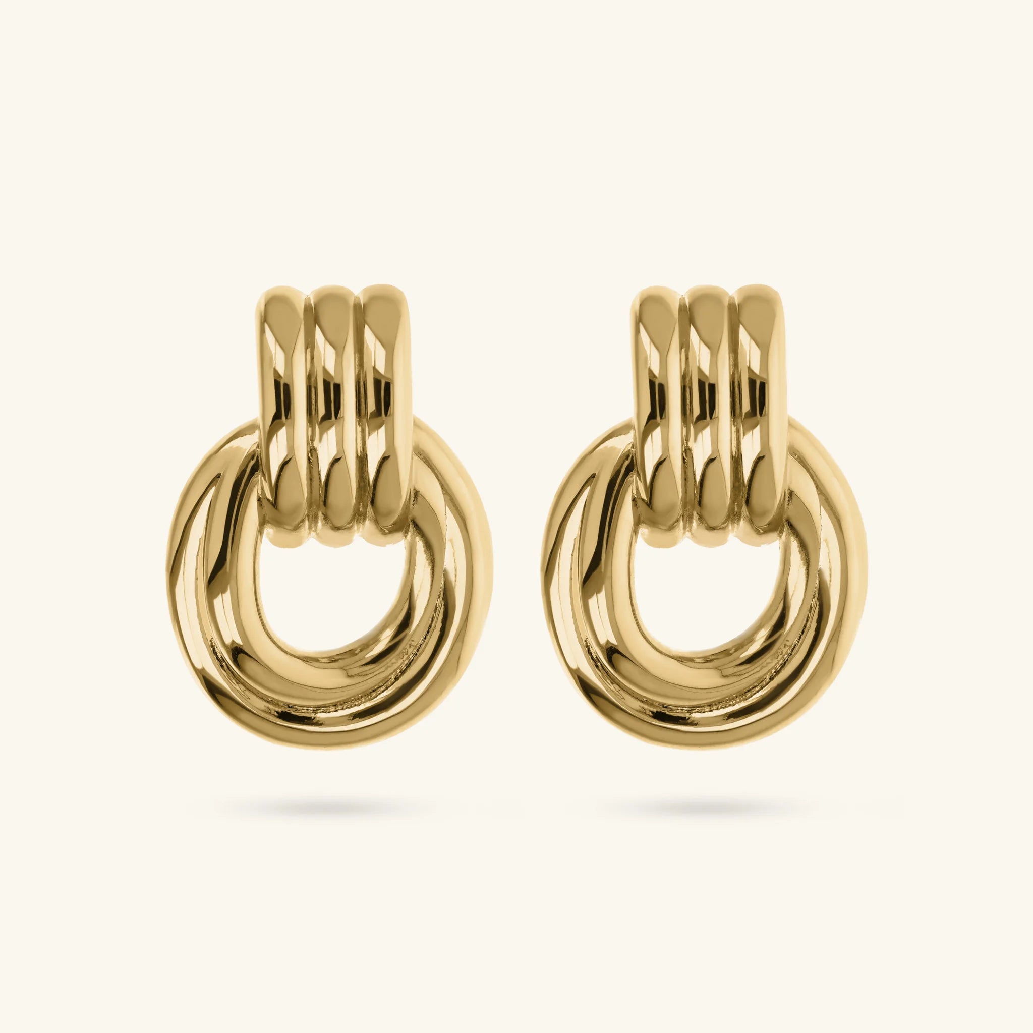 Gold Door Knocker Drop Earrings
