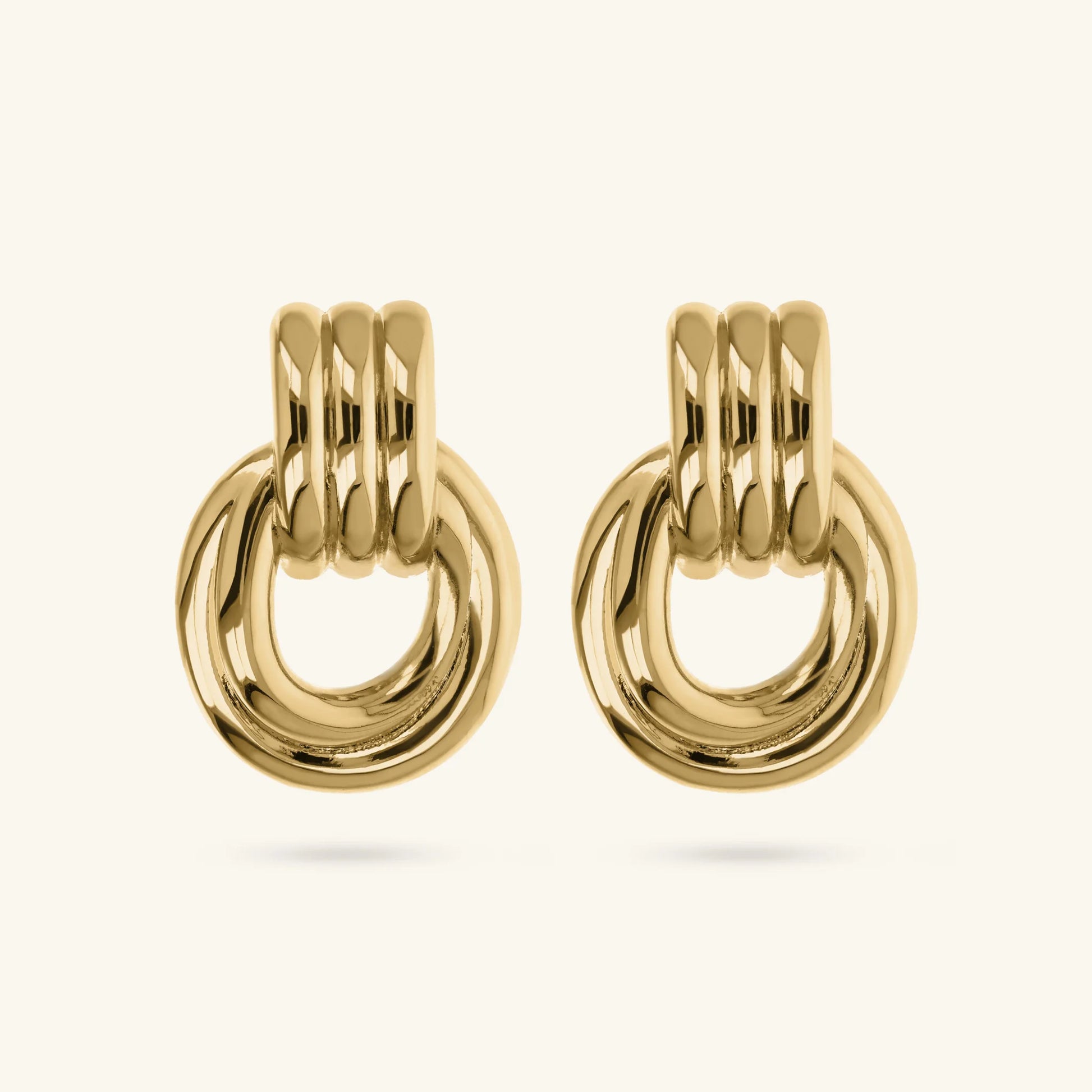 Gold Door Knocker Drop Earrings