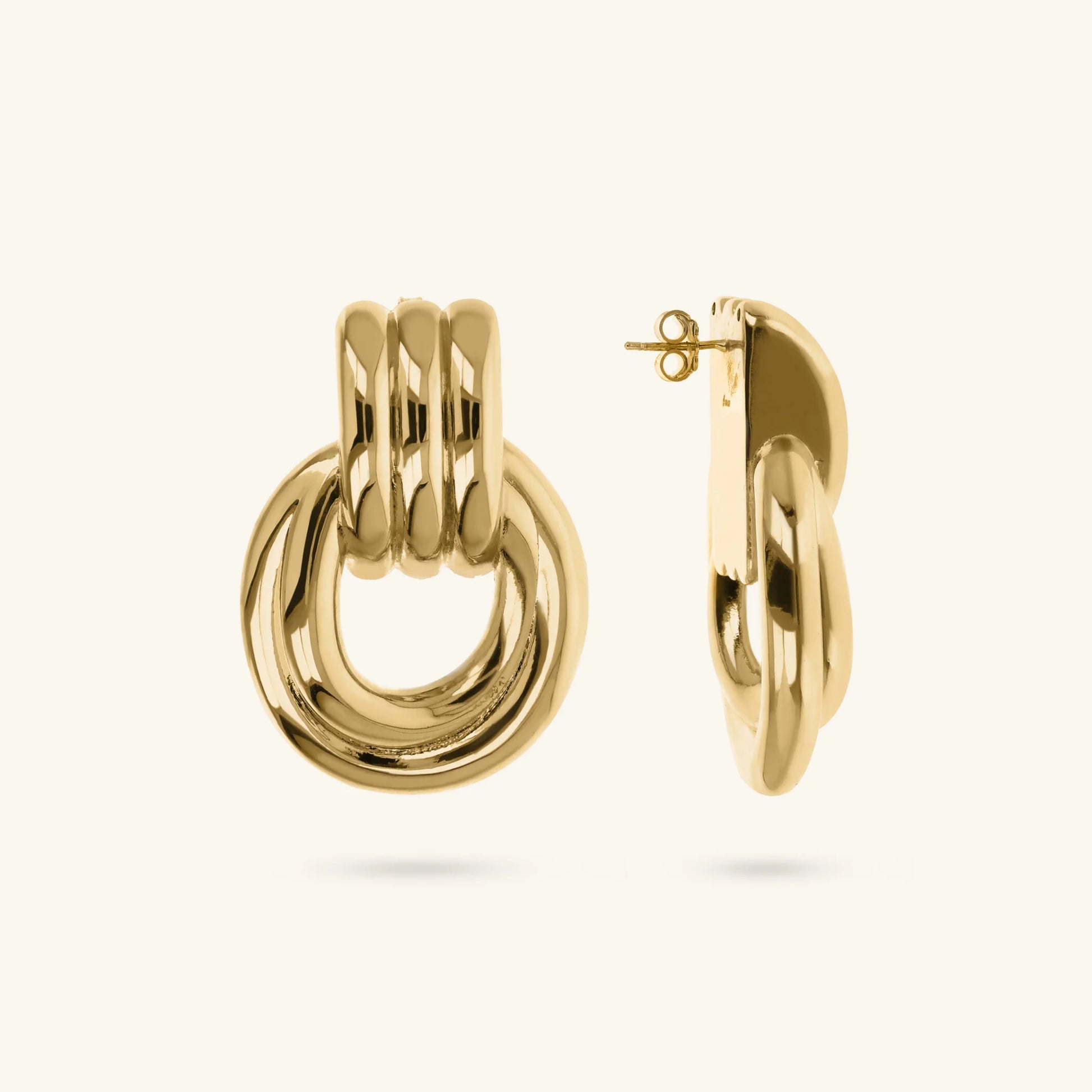 Gold Door Knocker Drop Earrings