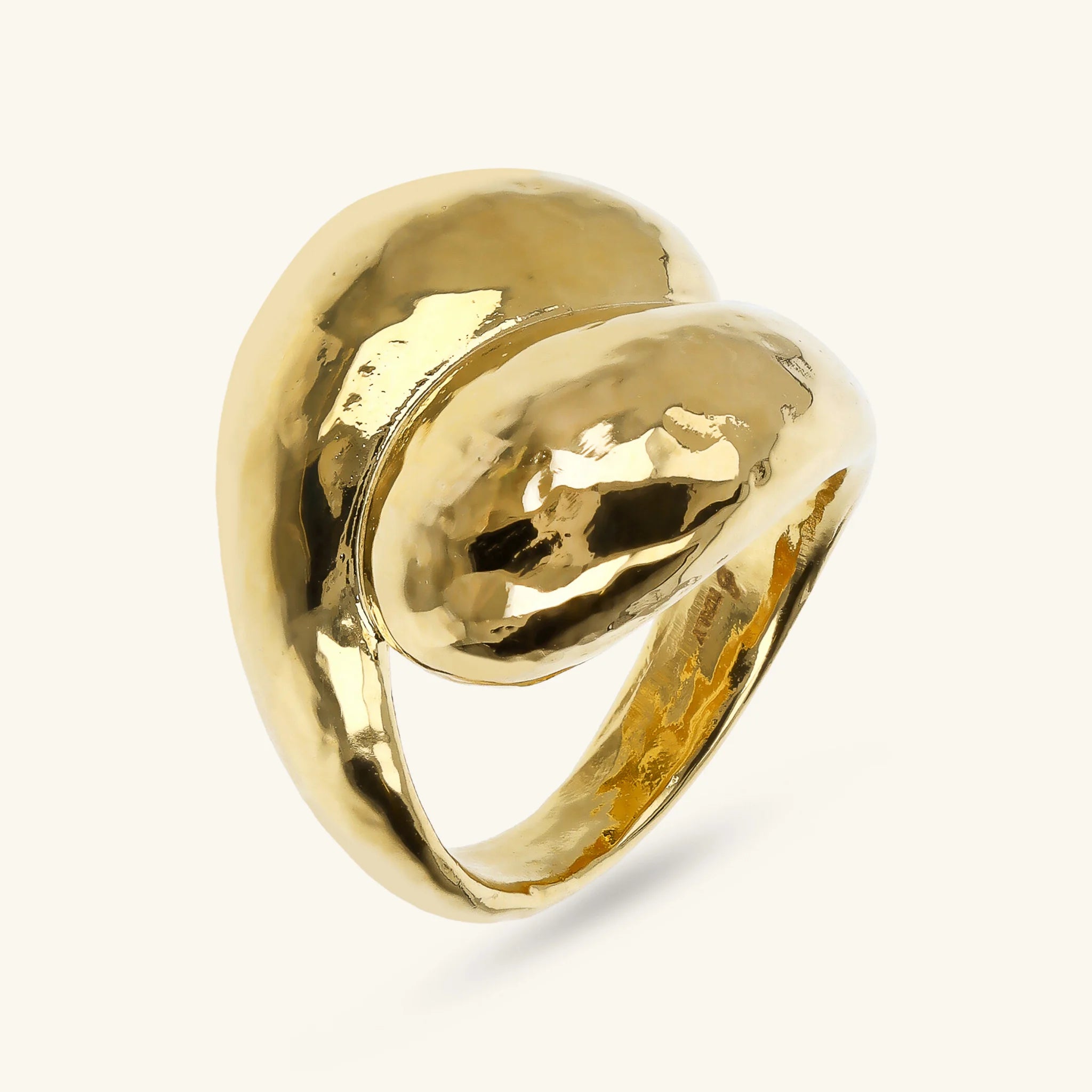 Hammered Gold Drop Ring
