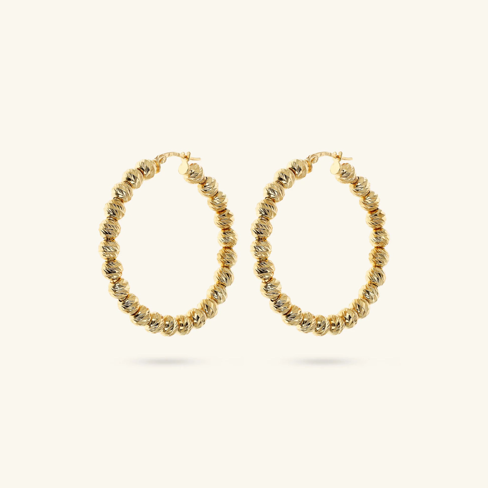 Diamond Bead Hoop Earrings