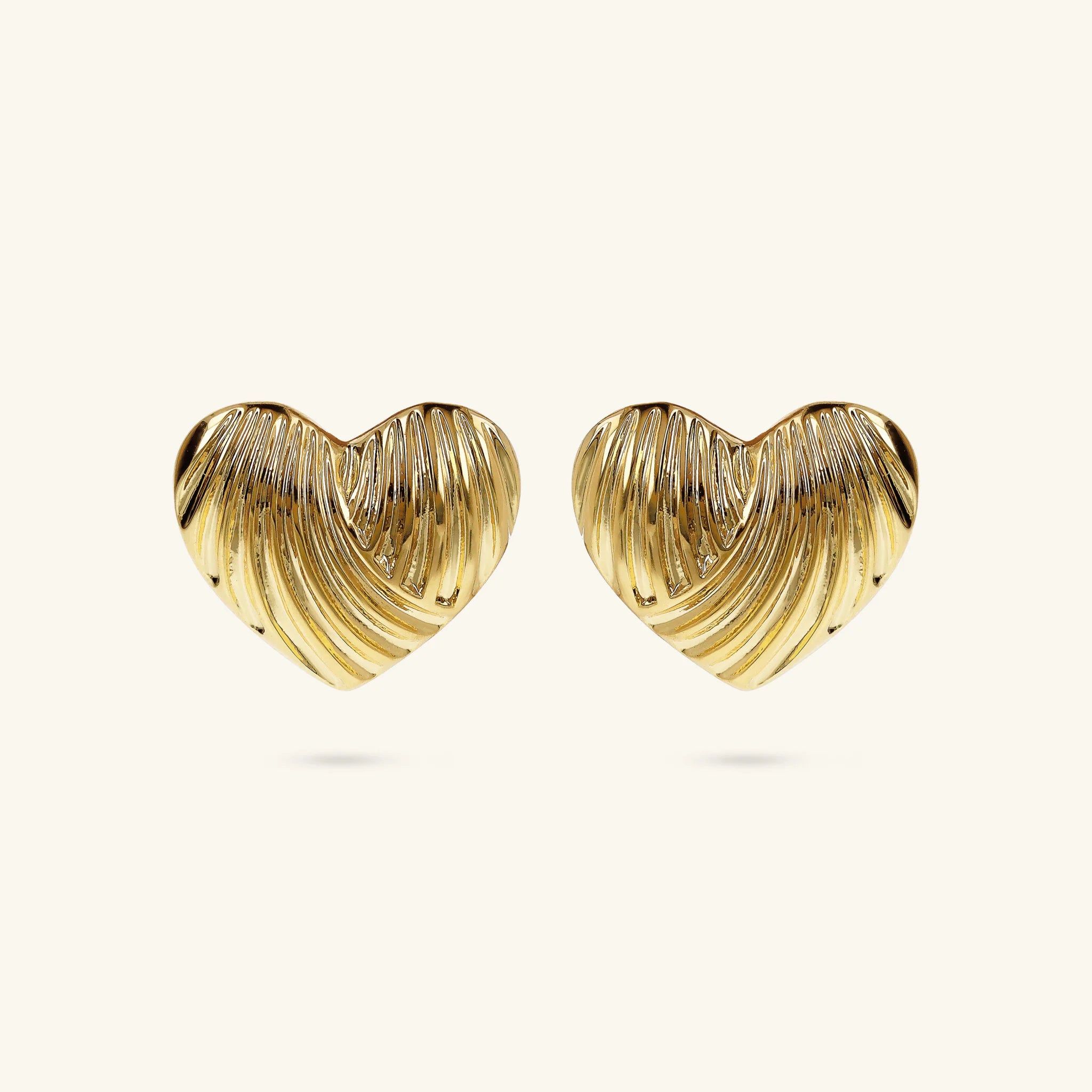 Orecchini Cuore a Lobo Texture Rigata