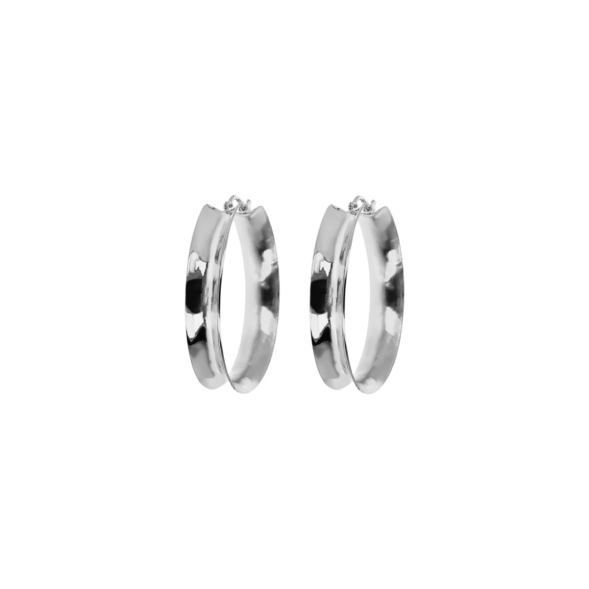 Hammered Concave Hoop Earrings