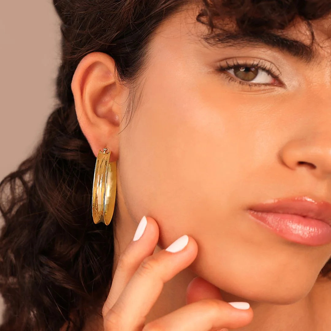 Hammered Concave Hoop Earrings