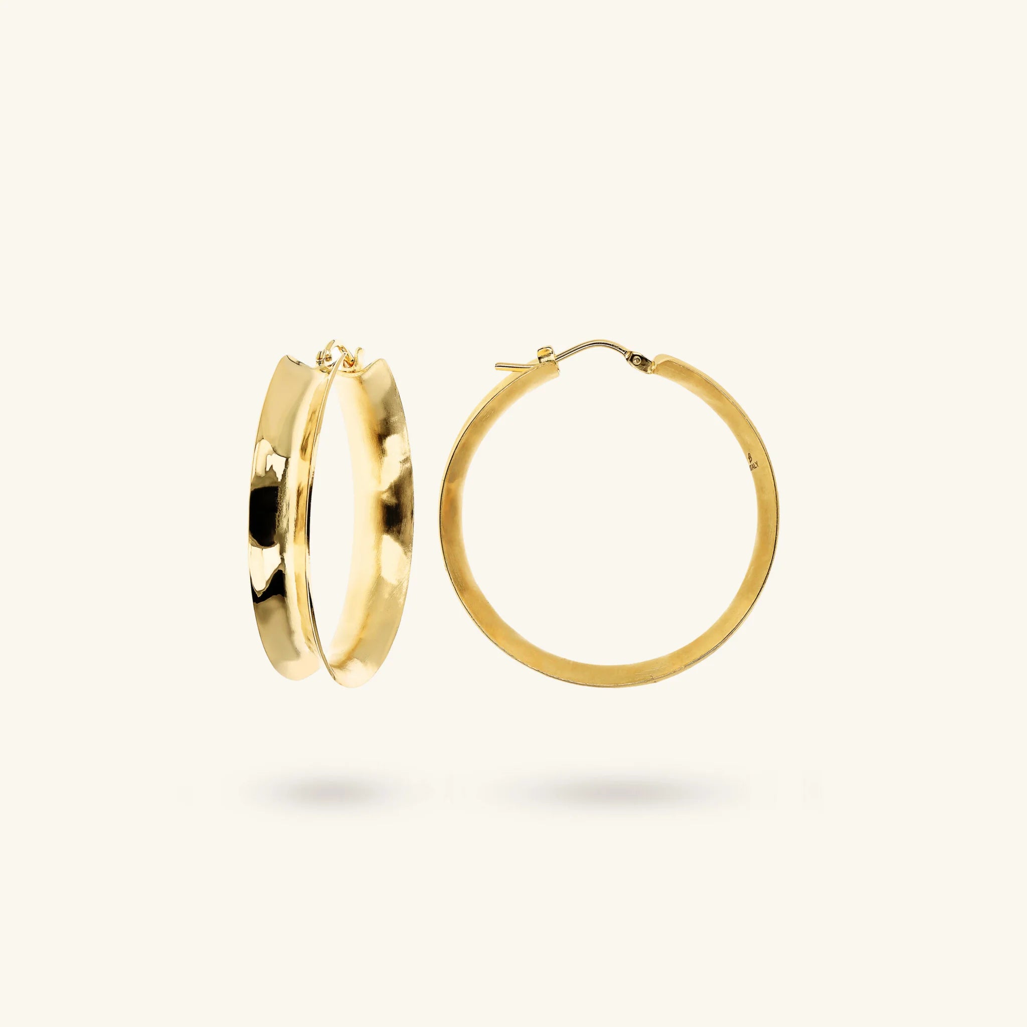Hammered Concave Hoop Earrings