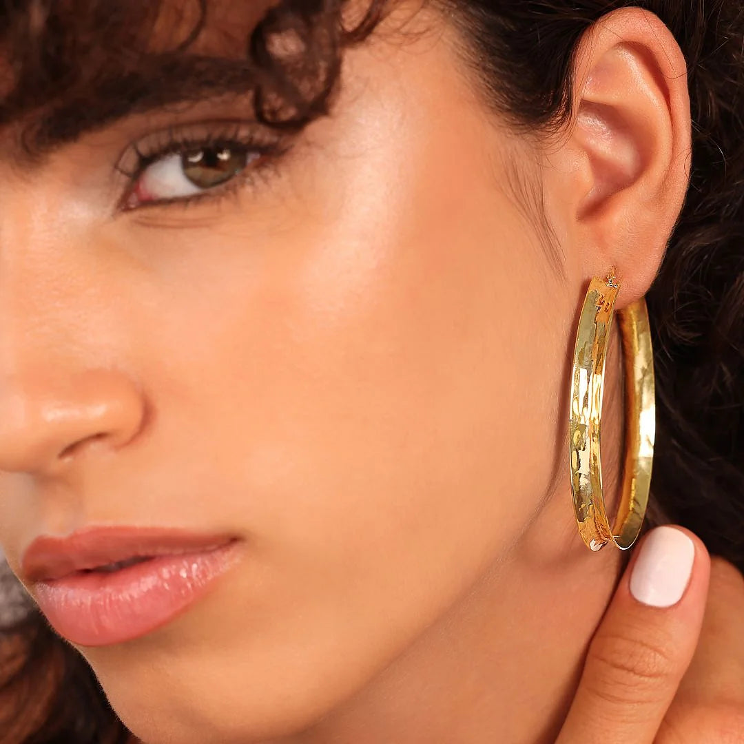 Hammered Concave Hoop Earrings