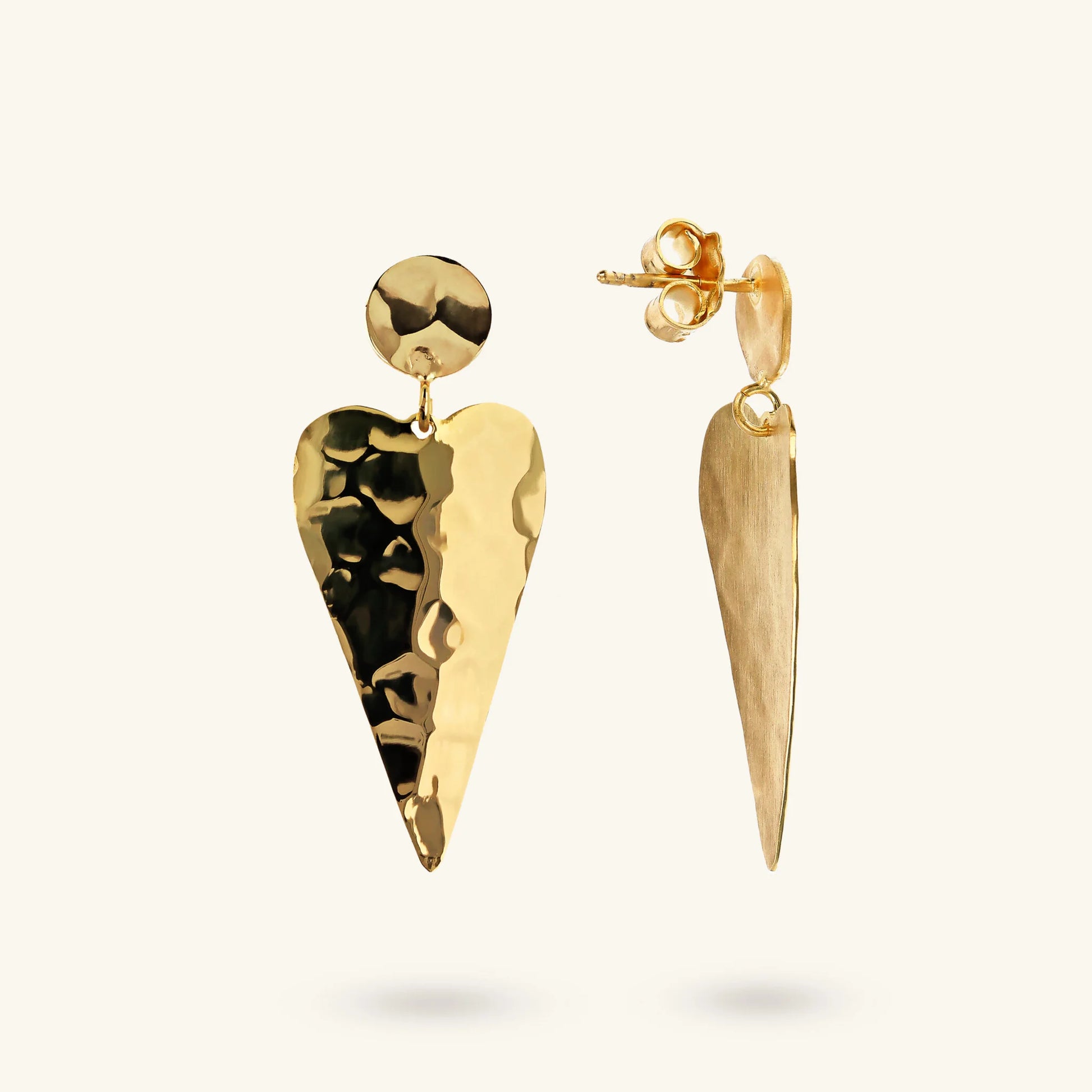 Hammered Heart Drop Earrings