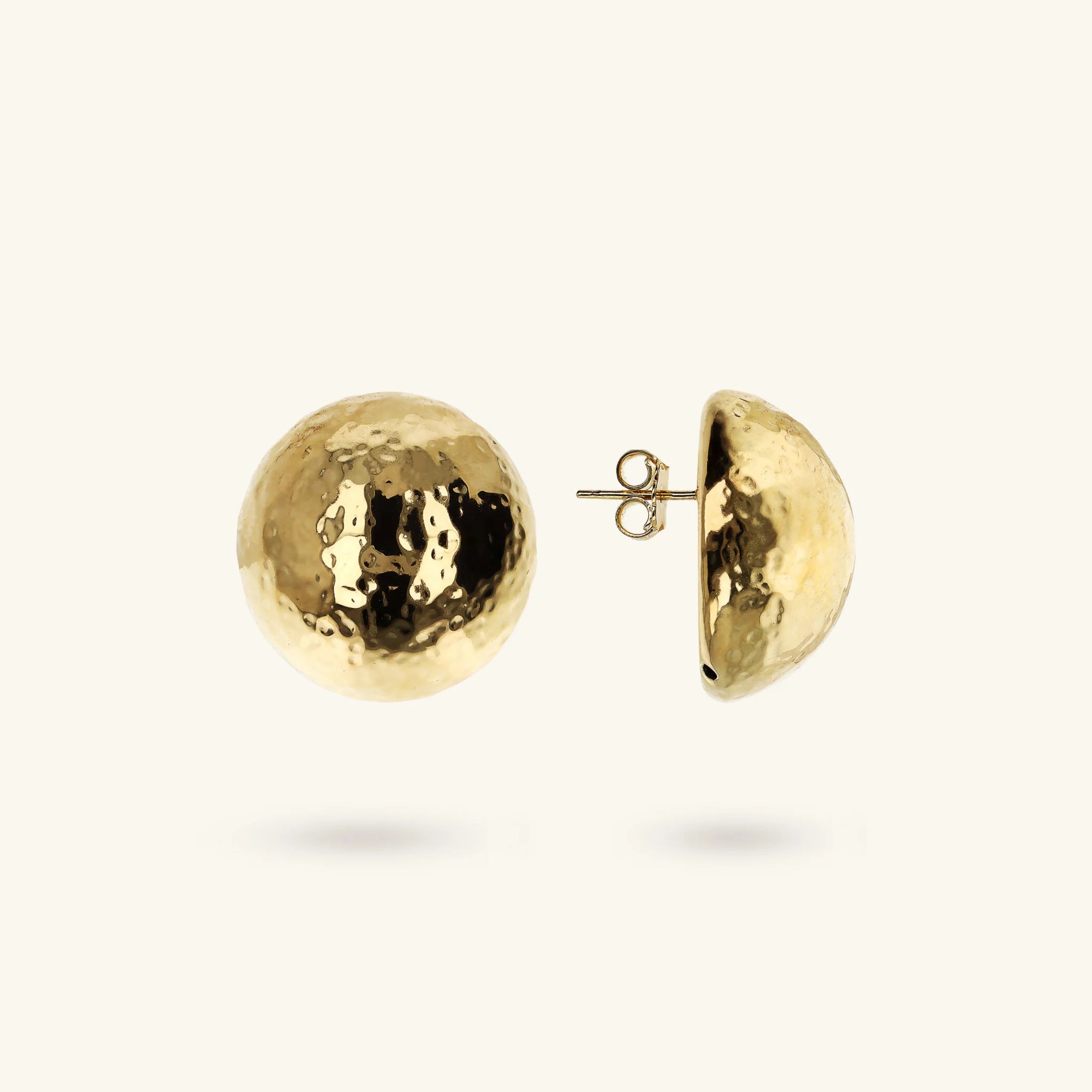 Stud Earrings with Hammered Sphere