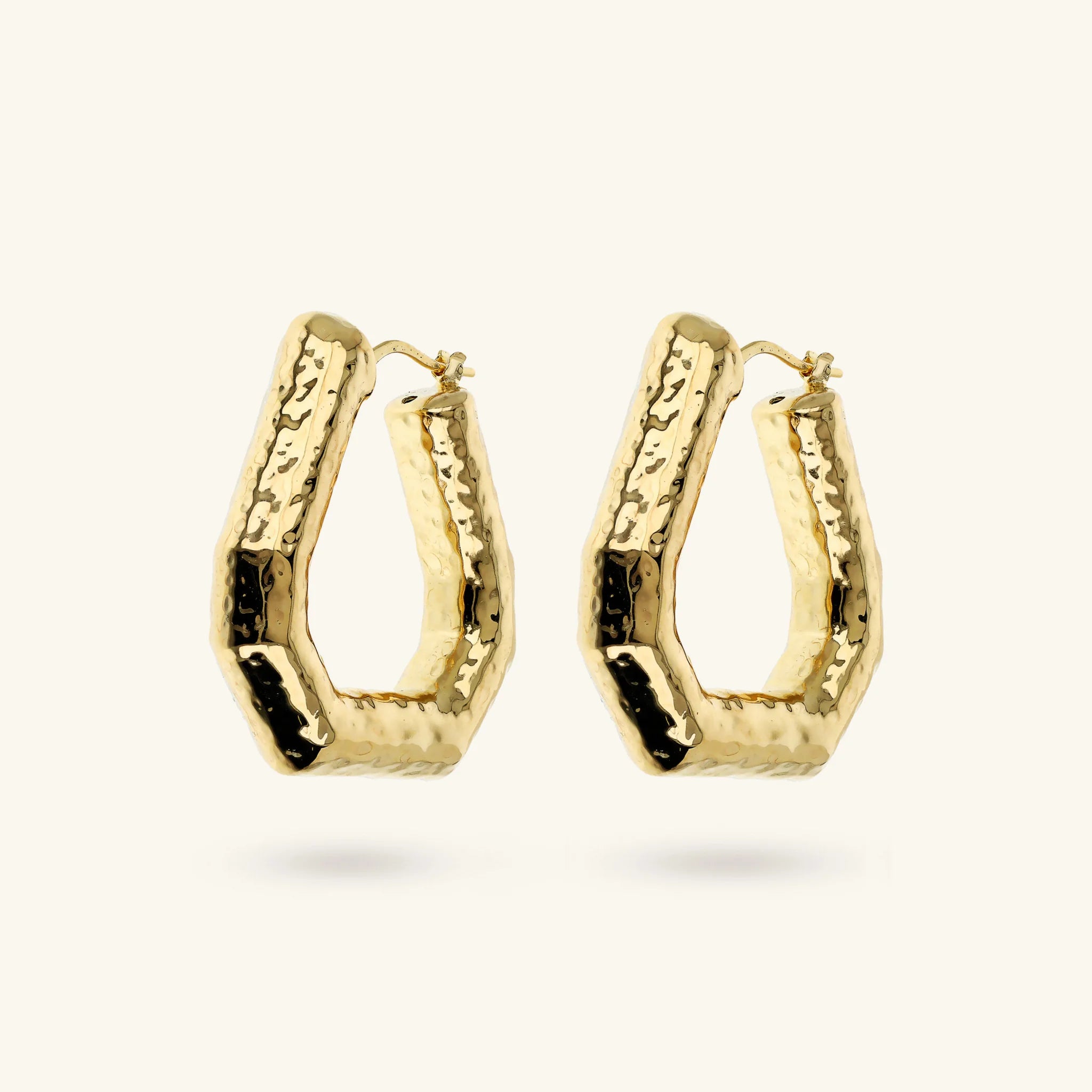 Hammered Geometric Hoop Earrings